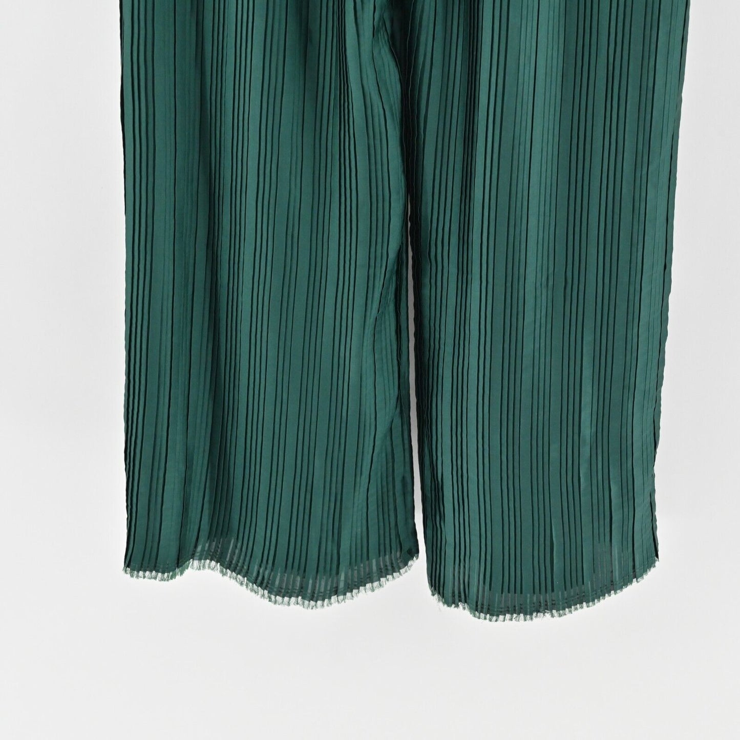 ZARA Pants Womens Size S Emerald Green Pleated Wide Leg Casual Pull On NEW