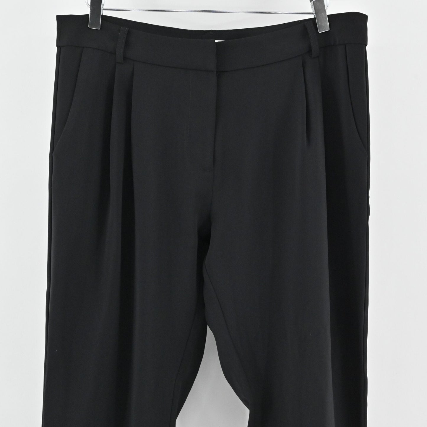Parker Womens Pleated Pants Sz 12 Black Tapered Cropped Trousers Stretch Office