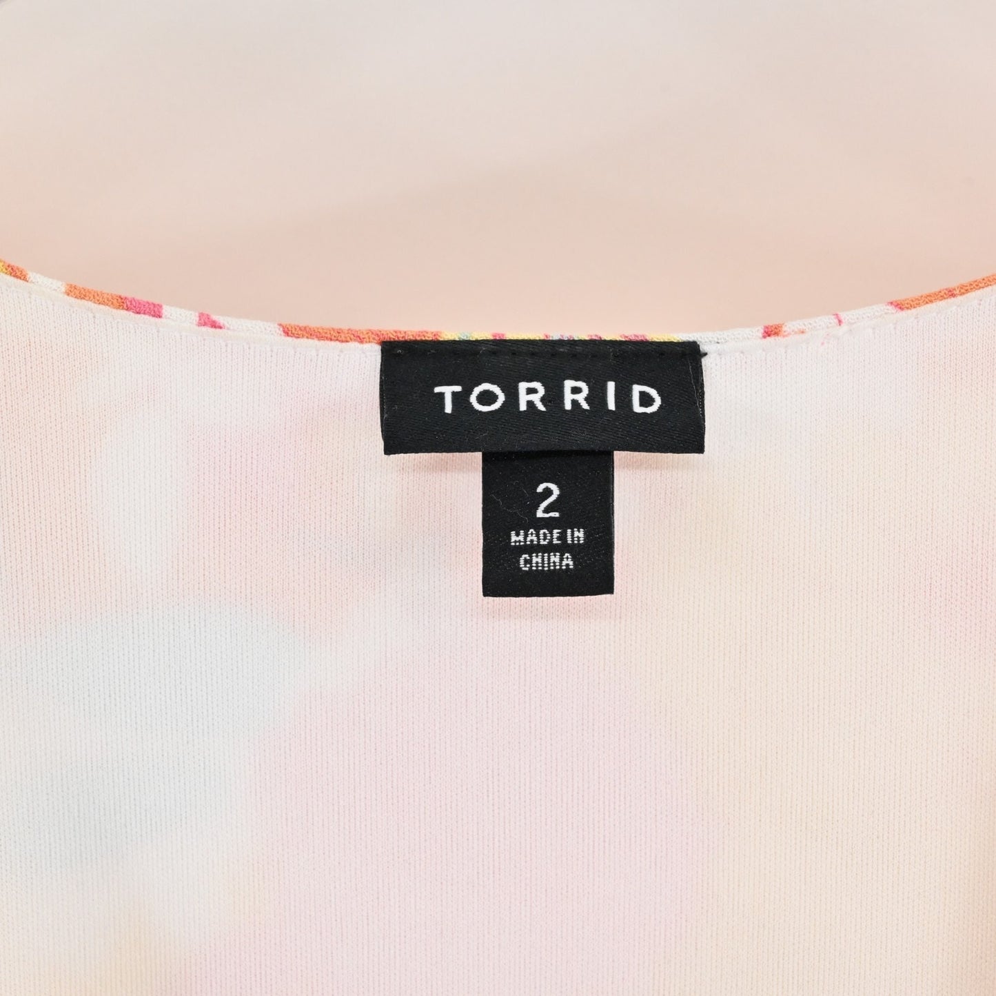 TORRID Dress Size 2X Peach Floral Print Gauze Hi-Lo VNeck Shirred Embroidery