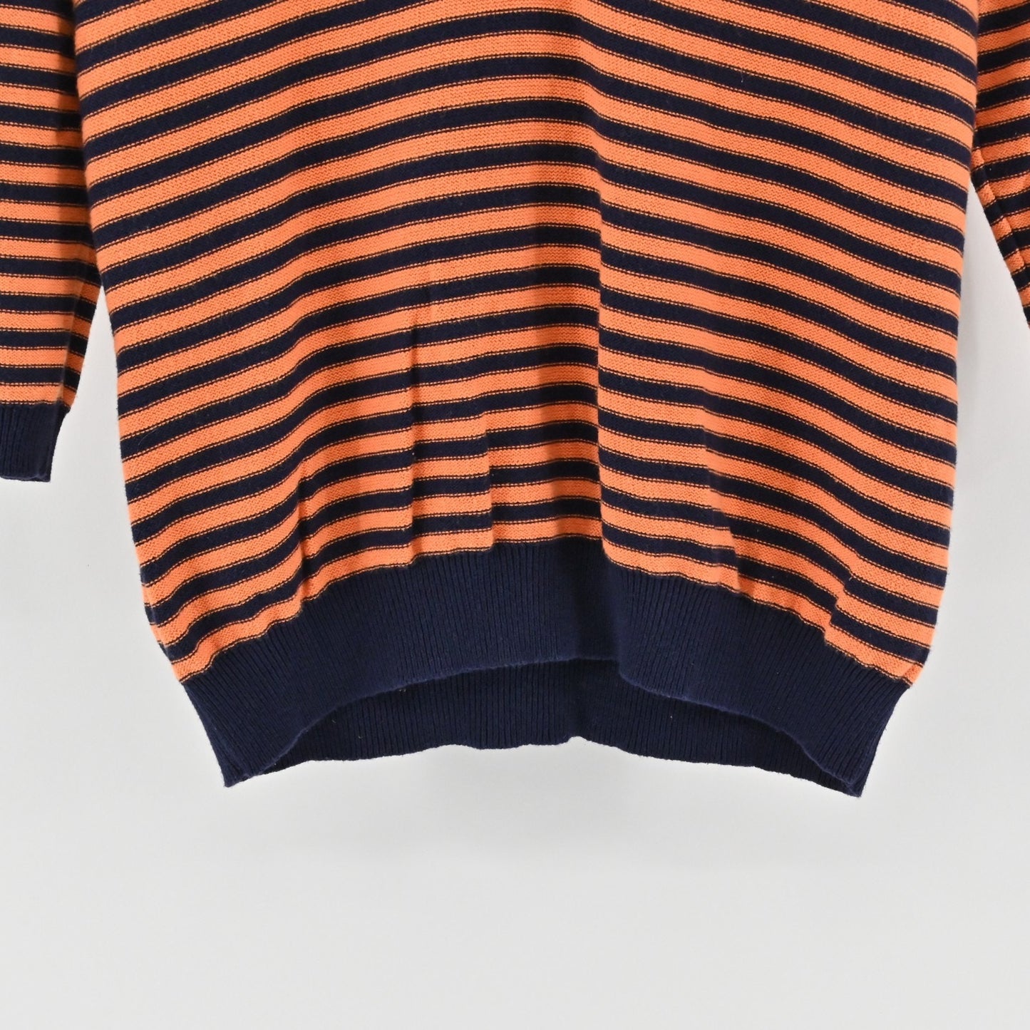 Ralph Lauren Womens Striped Knit Sweater Size XL Orange Blue Rugby Preppy VNeck