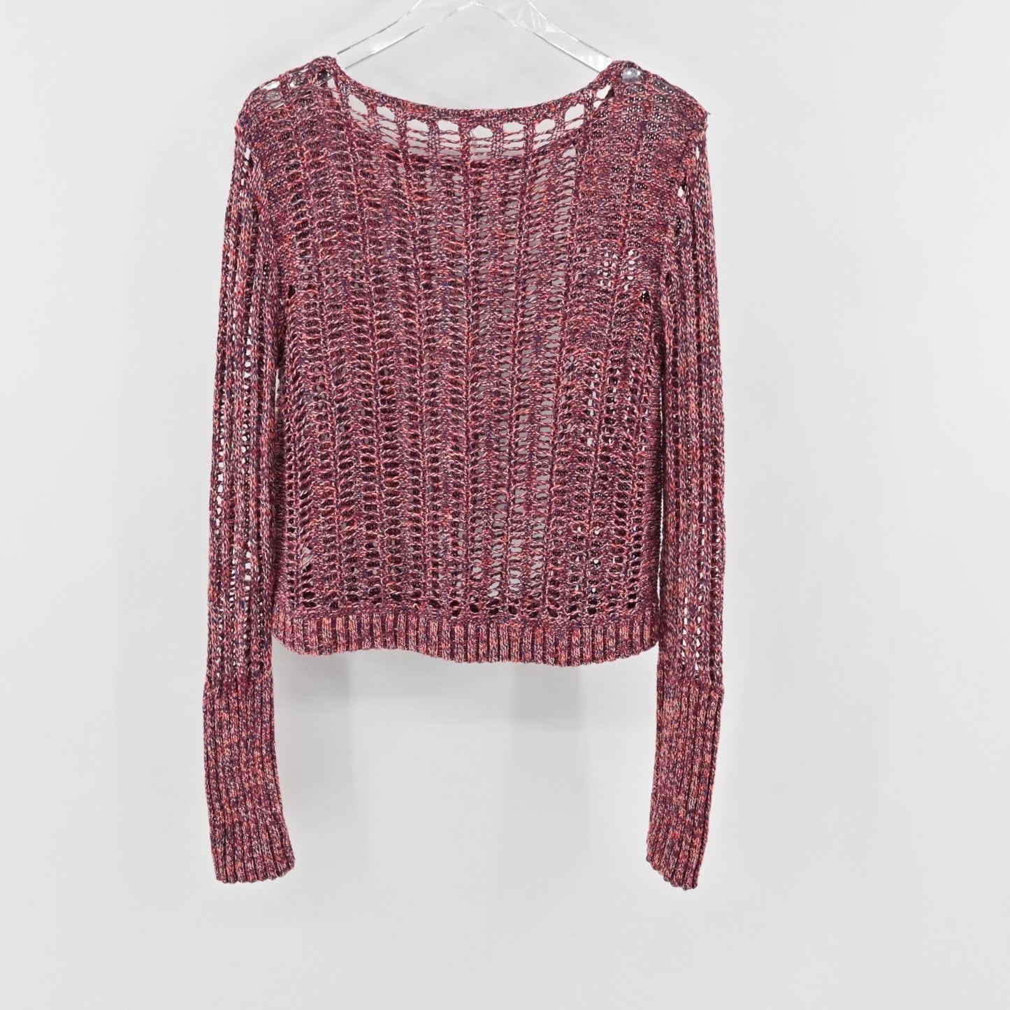 Free People Womens Goccia Open Crochet Sweater Size M Linen Blend Cropped Boho