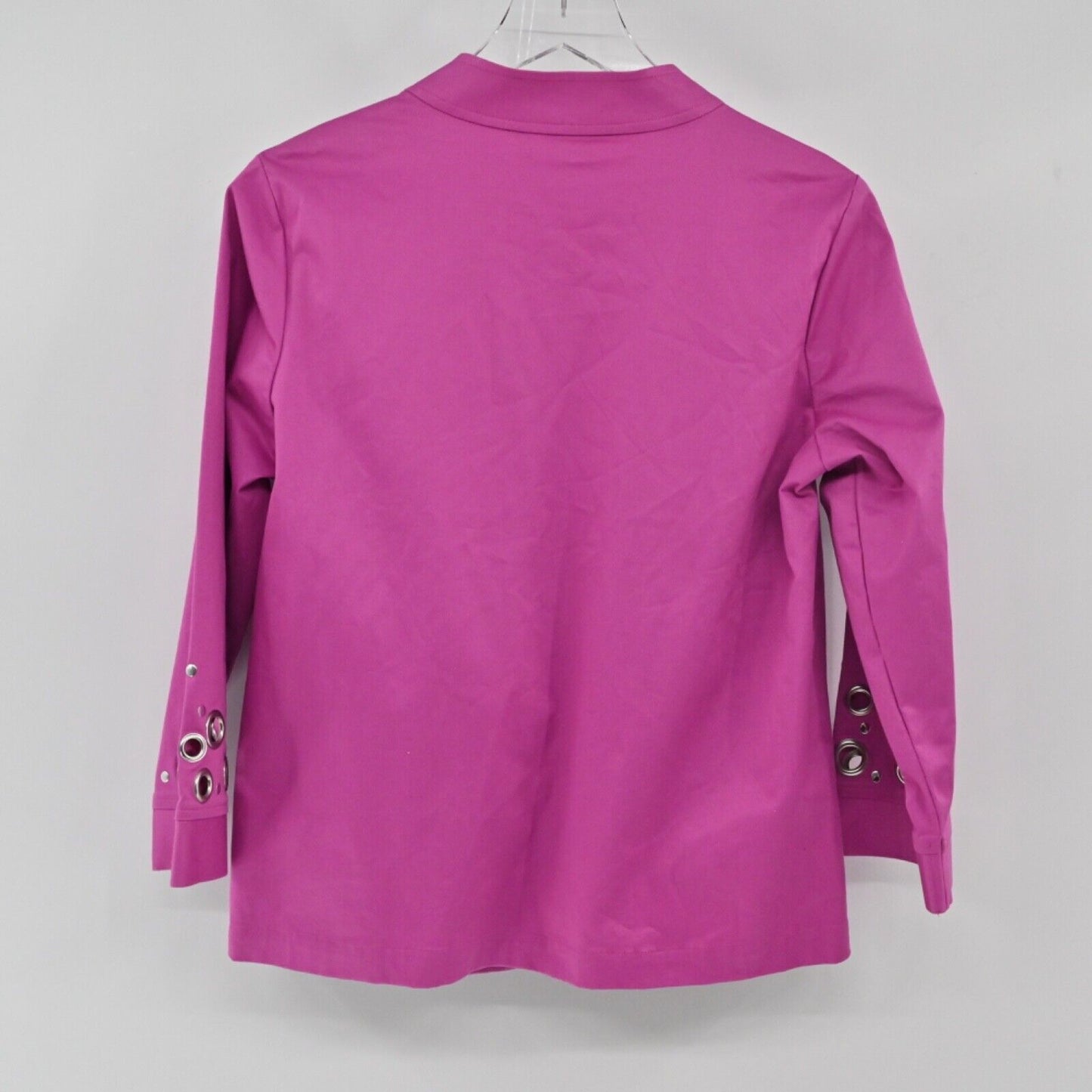 Vtg BOB MACKIE Jacket Womens Size S Pink Grommet Studded 3/4 Sleeve Full Zip 90s