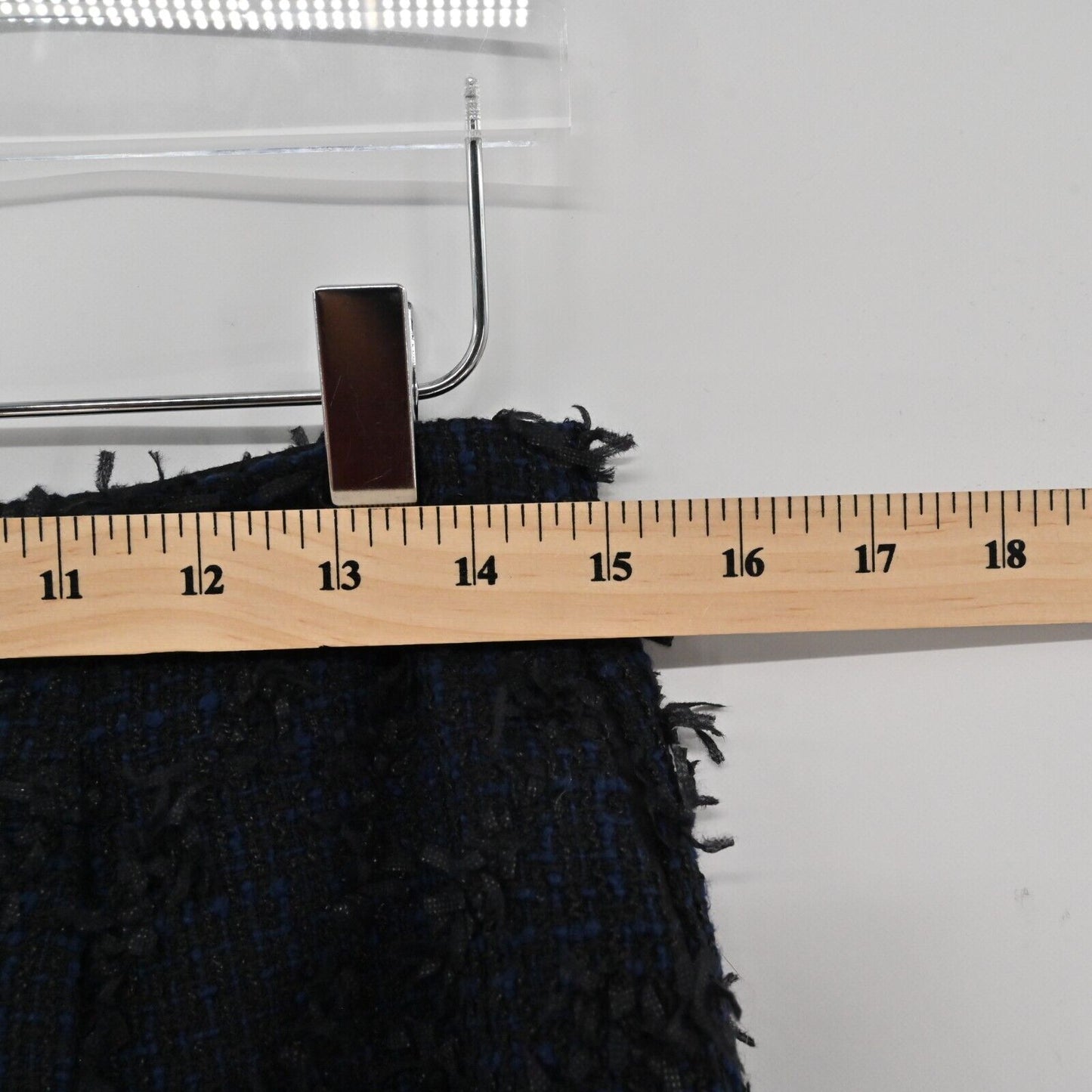 J MCLAUGHLIN Skirt Womens Size 6 Dark Navy Blue Tweed Fringe Textured ALine Mini