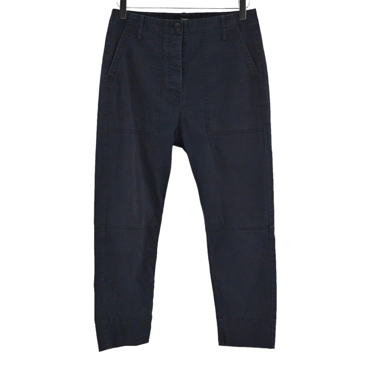 THEORY Pants Womens Size 2 Cargo Casual Twill Dark Navy Blue Ankle Cotton Spring