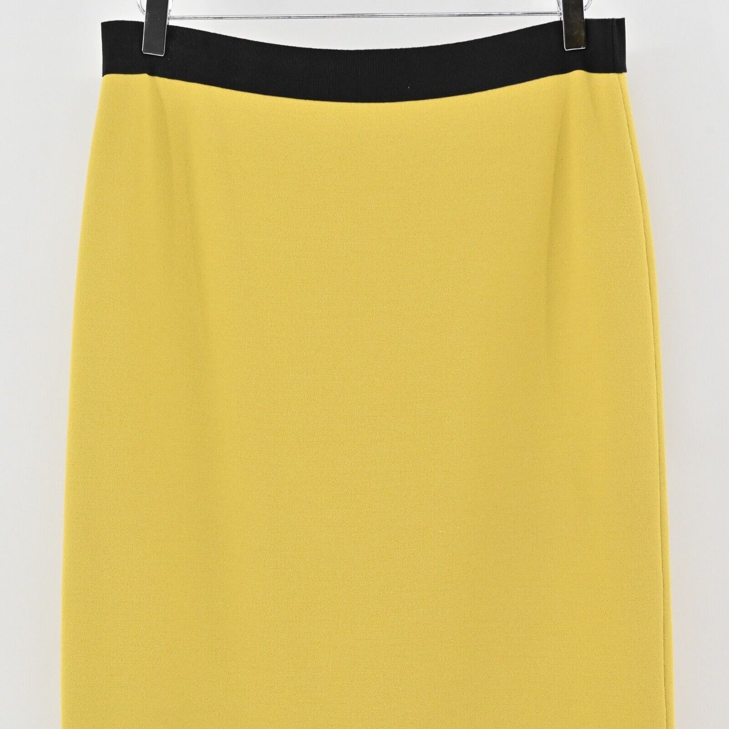 LES COPAINS Skirt Size 46 Yellow Knit Knee Length Elastic Waist Pencil Career