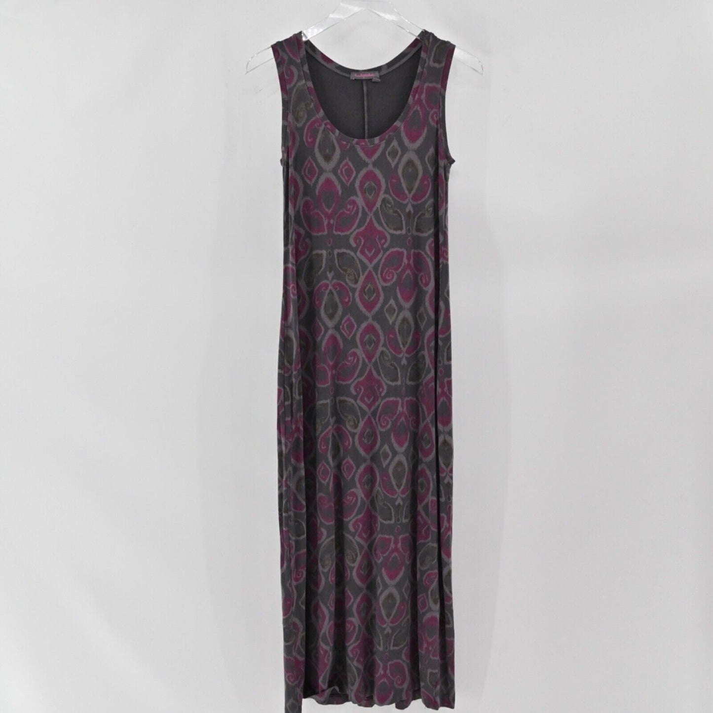FRESH PRODUCE Dress Womens Size XS Gray Pink Maxi Tank Ikat Print Boho Beach USA