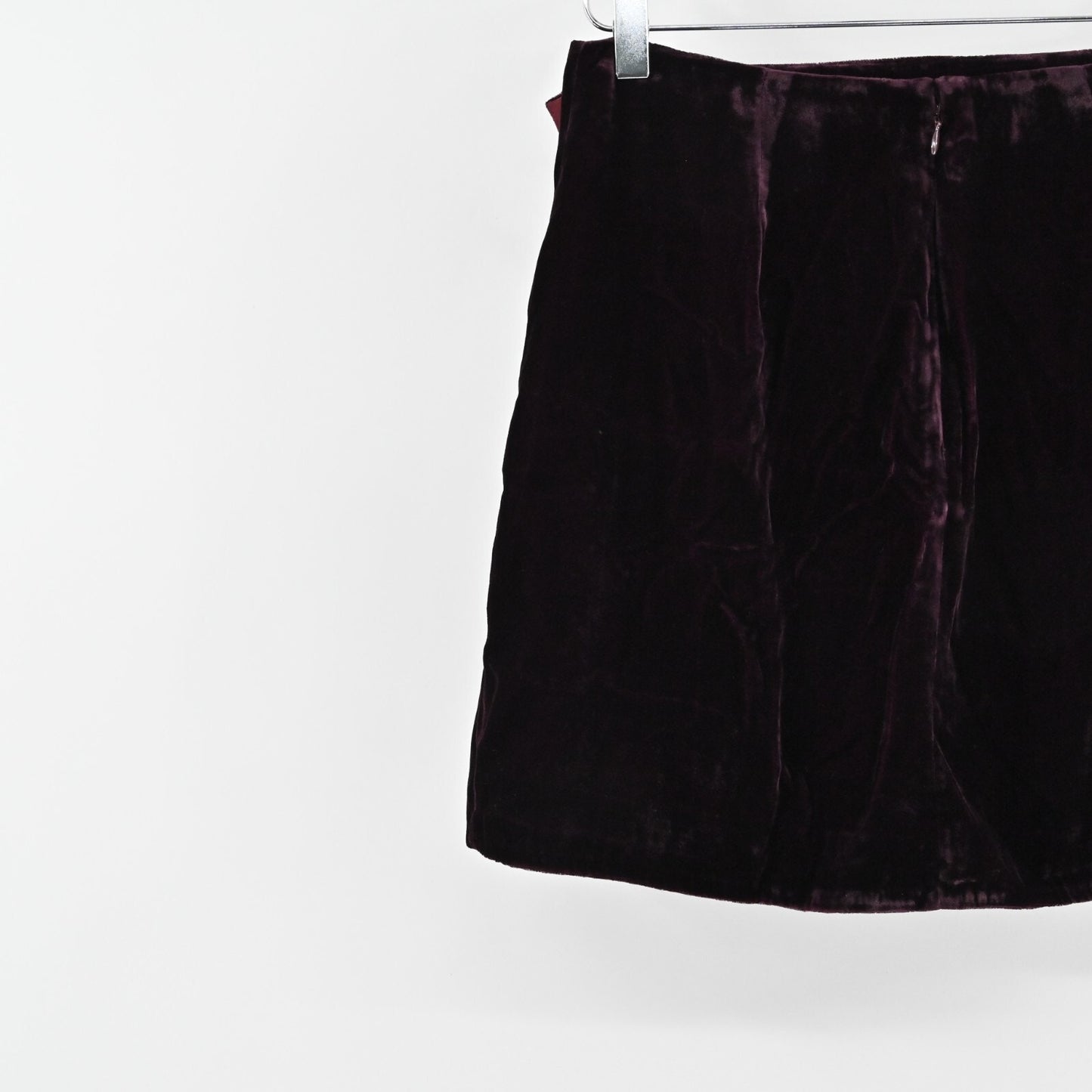 LOVERS FRIENDS Womens Lisa Velvet Skirt Size M Maroon Ruffle Holiday Party NEW