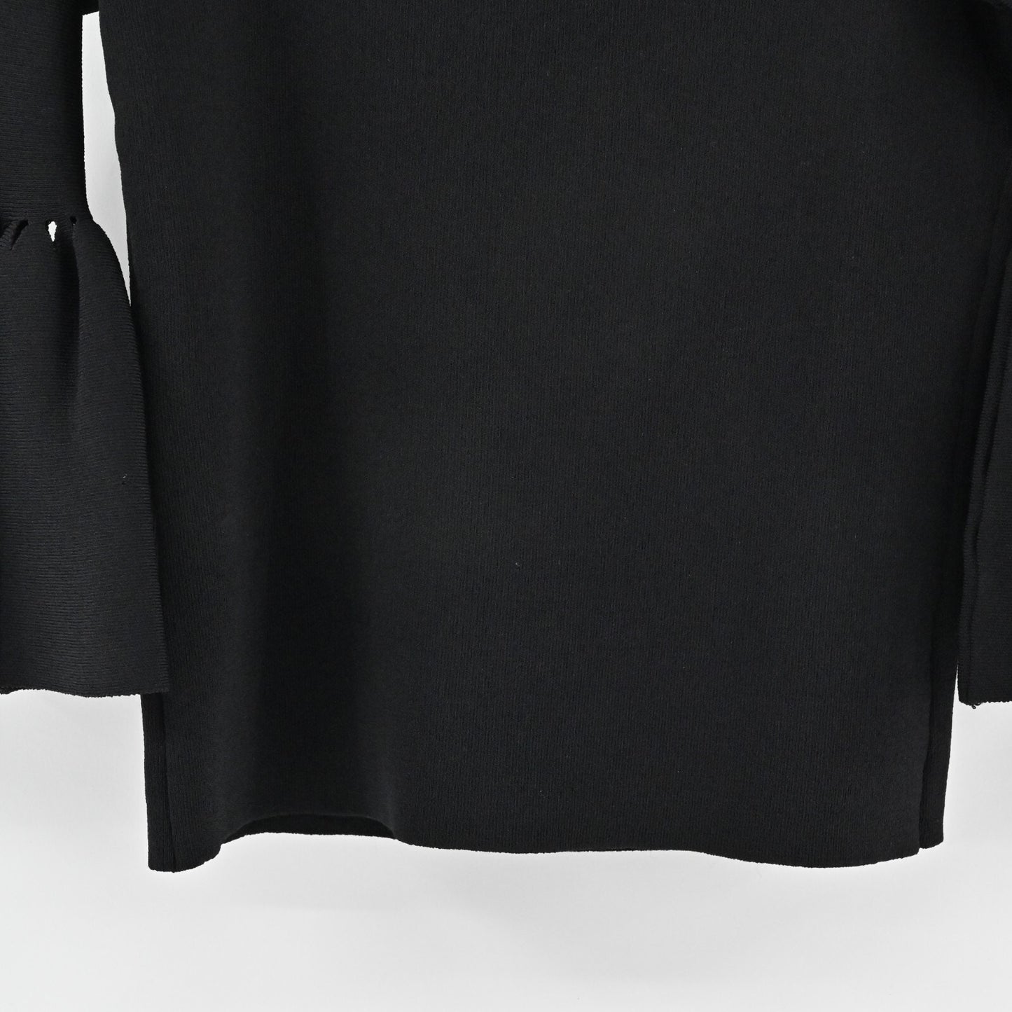 ELIZA J Top Womens Sz M Black Off The Shoulder Bell Sleeve Fold Over Neck Blouse