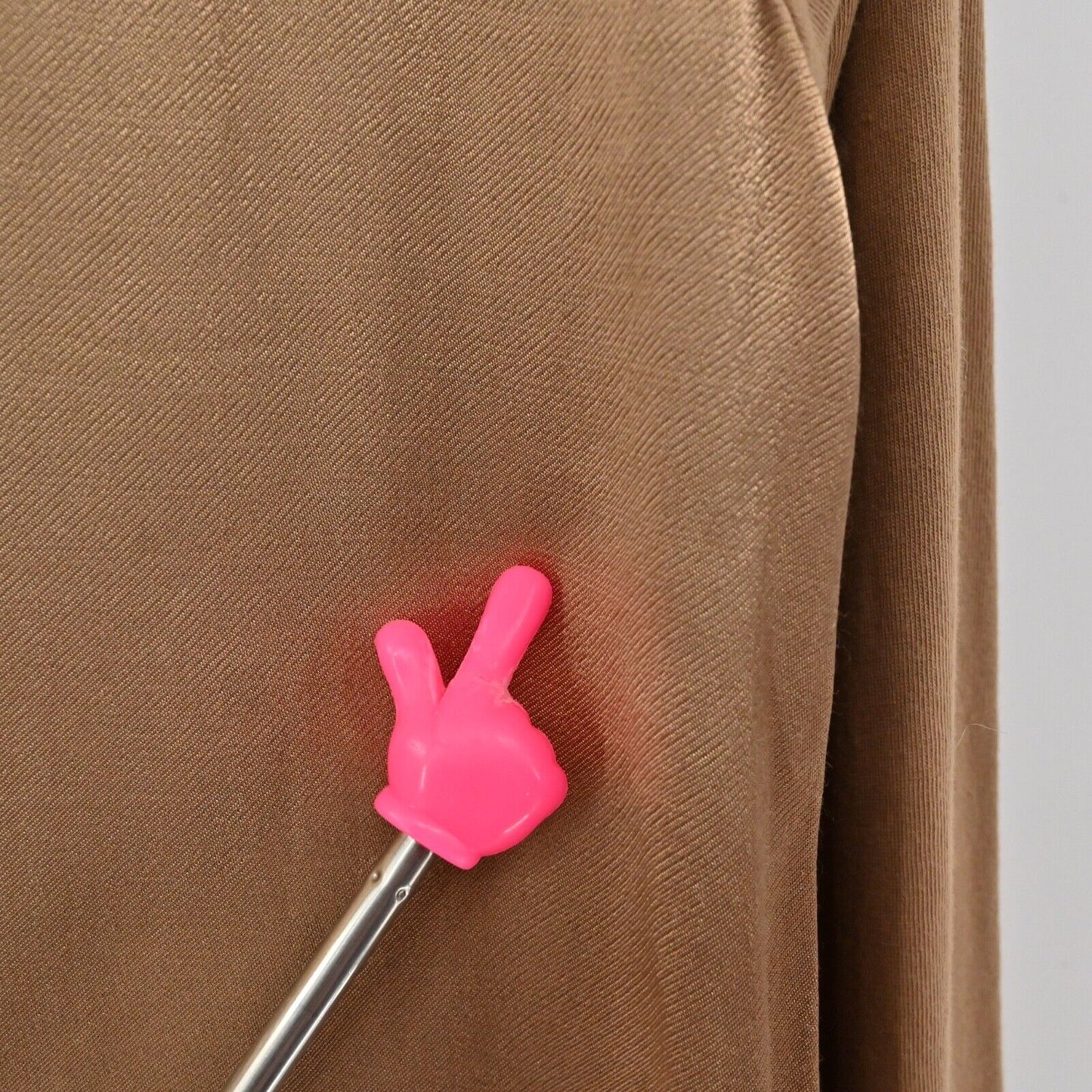 BRAND BAZAR Top Womens Size L Brown Satin Cotton Jersey Knit V Neck Long Sleeve