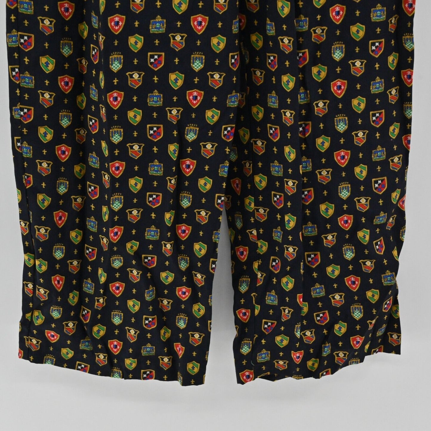 Vtg CLAUS Pants Womens Sz S Black Academia Crest High Rise Pleated Wide Leg 90s