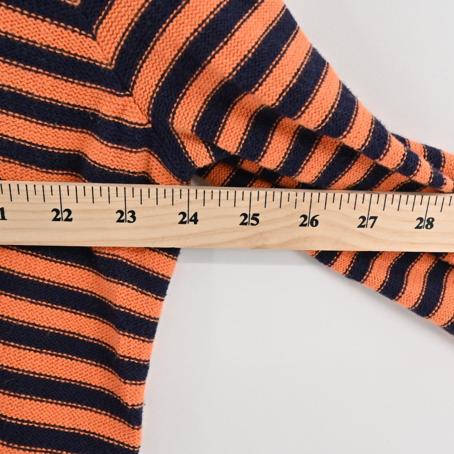Ralph Lauren Womens Striped Knit Sweater Size XL Orange Blue Rugby Preppy VNeck