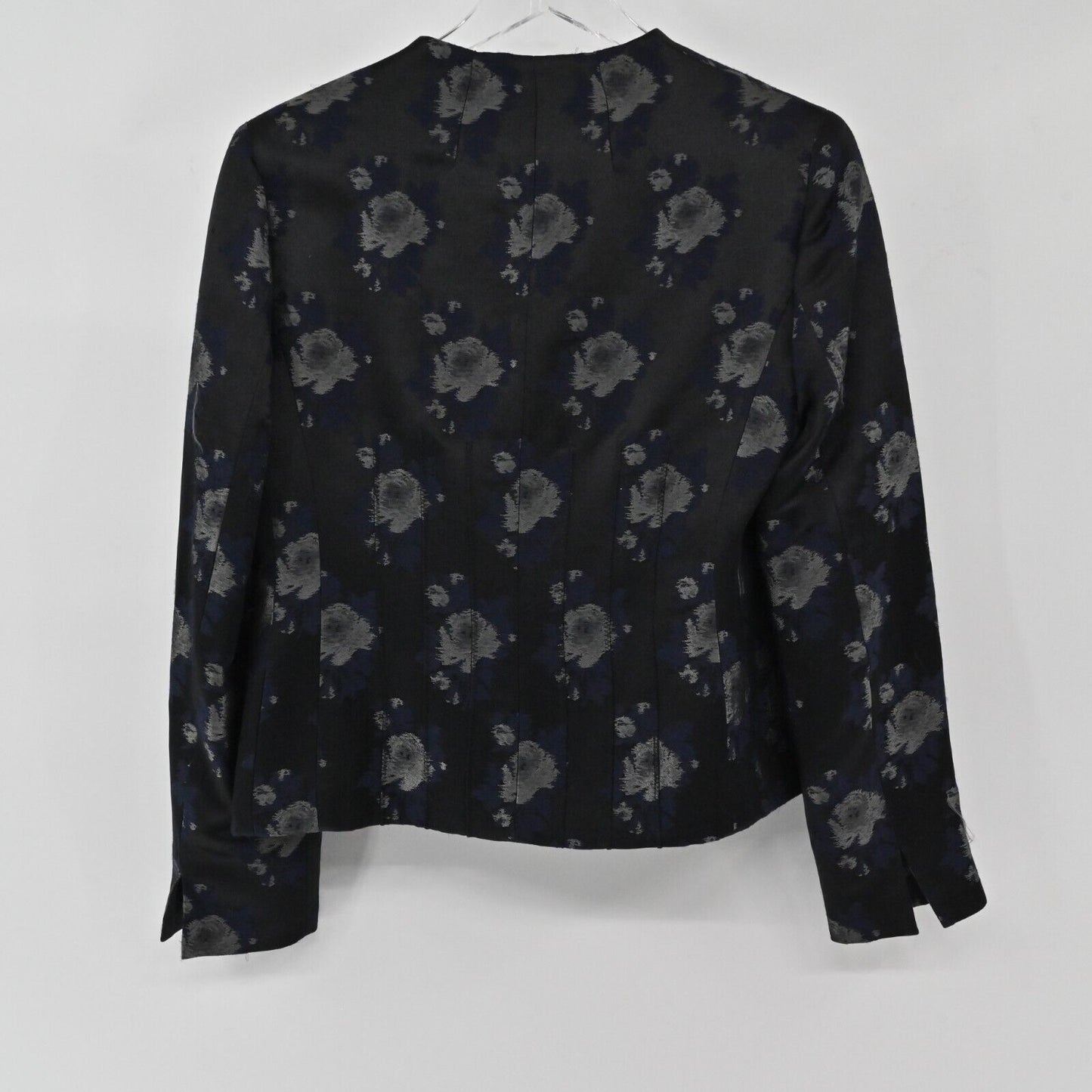 ANNE KLEIN Jacket Womens Sz 2 Floral Long Sleeve Button Front Topcoat Silk Wool