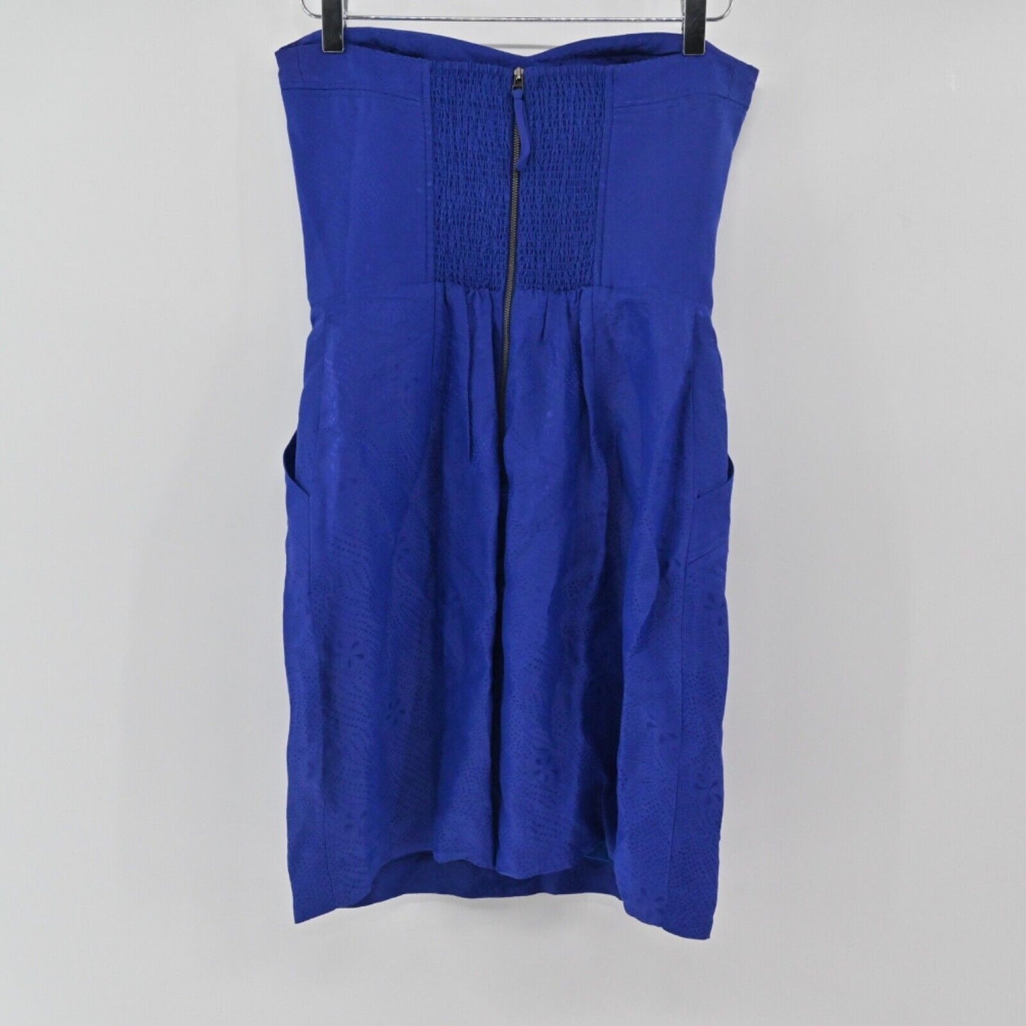 REBECCA TAYLOR Dress Womens Size 6 Blue Floral Silk Blend Strapless Sweetheart
