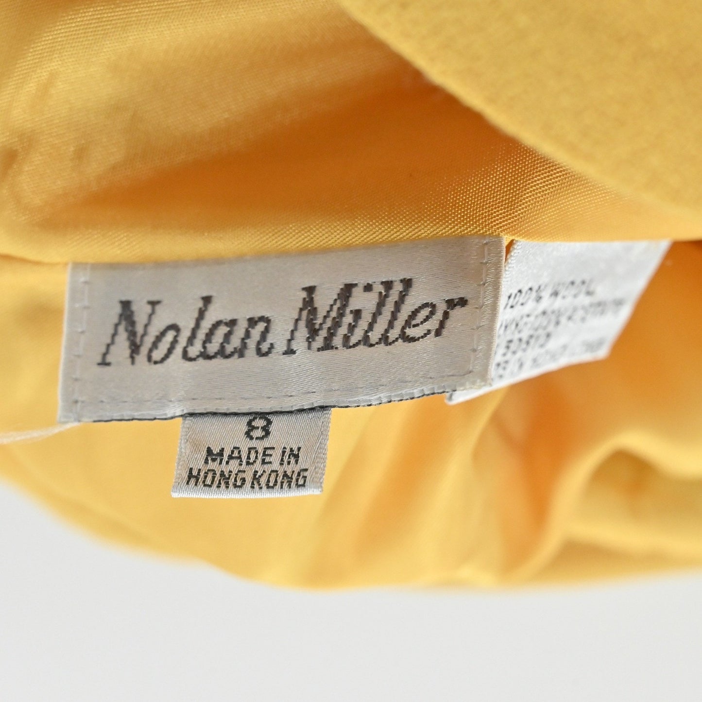 Vtg Nolan Miller Wool Beaded Jacket Tank Set Size 8 Yellow Retro Glam Hong Kong