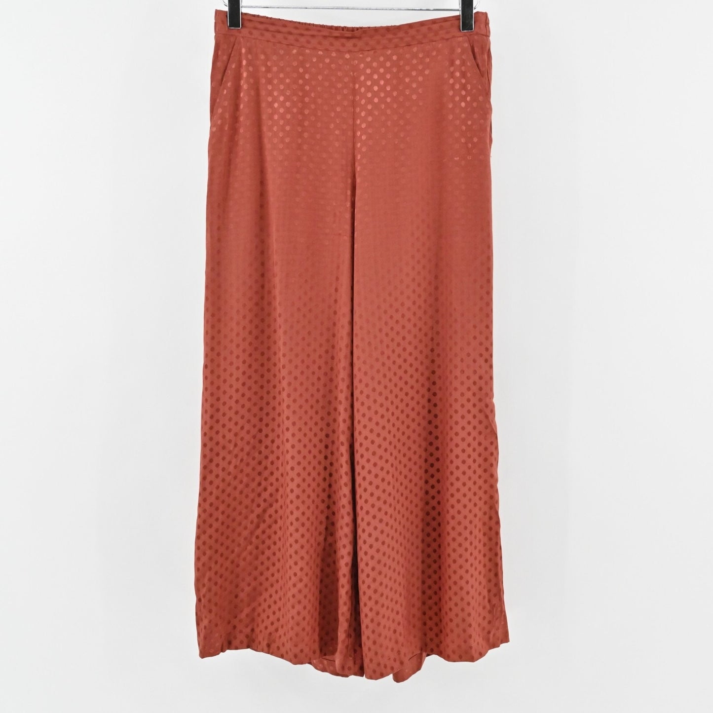 ANTHROPOLOGIE Wide Leg Pants Womens Size S Dolan Rust Polka Dot Crop Pull On