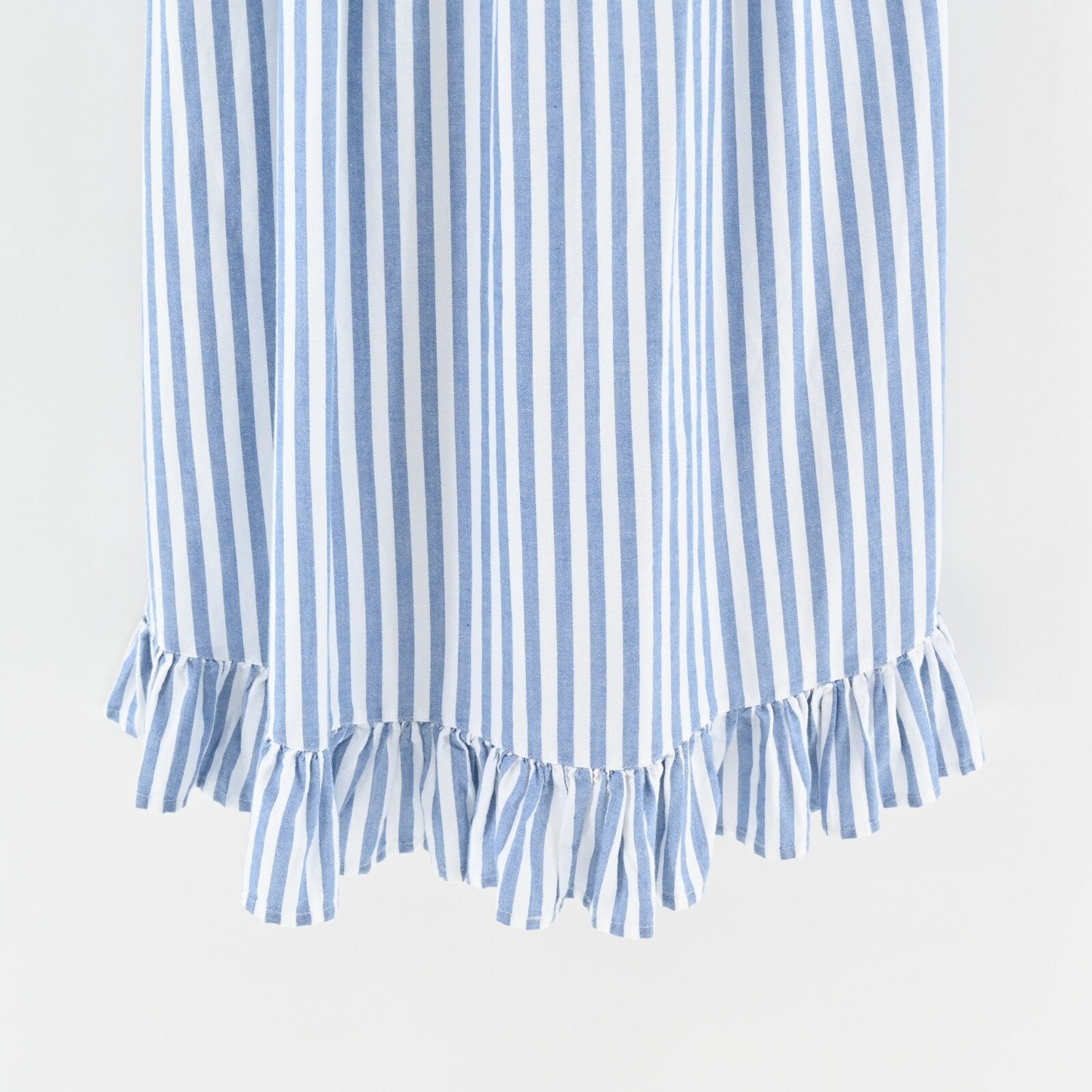 AND NOW THIS Dress Size M Chambray Blue White Stripe Ruffle Sleeveless Midi NEW