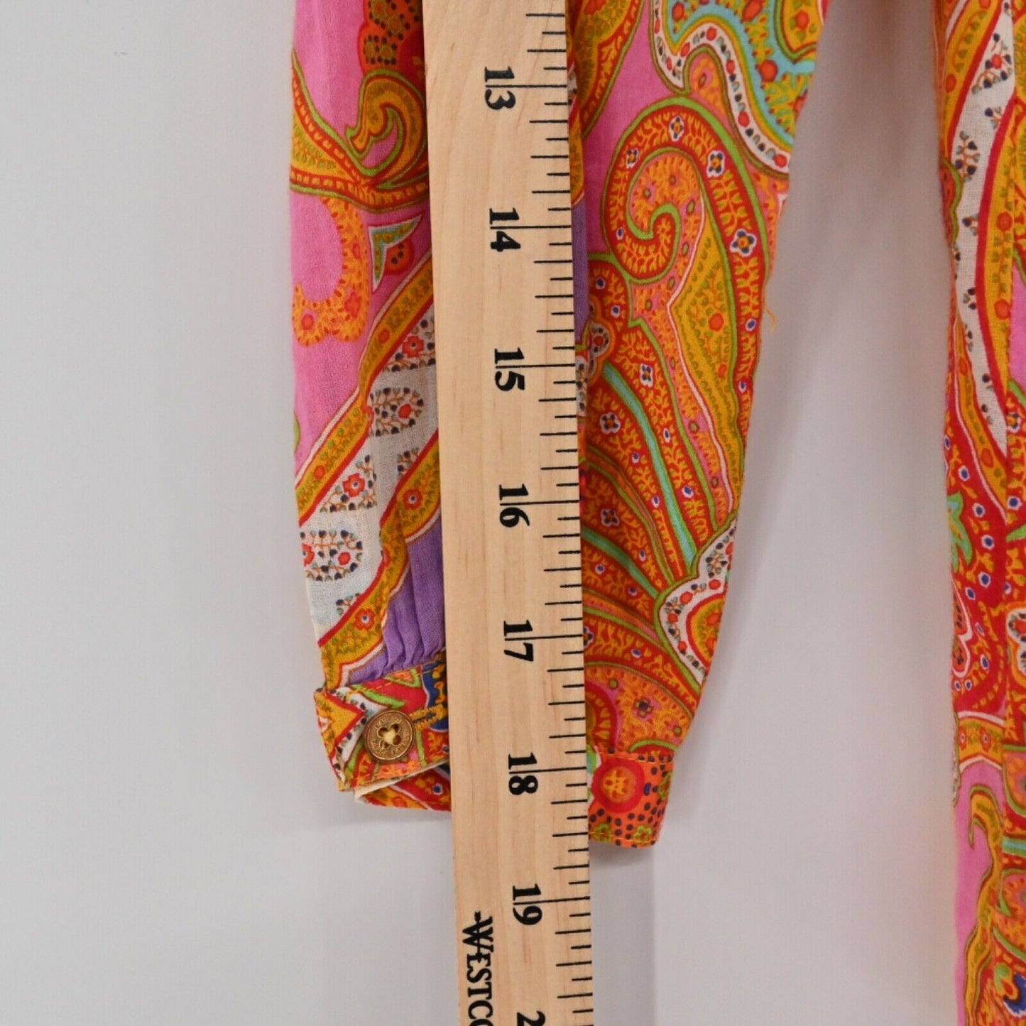 Vtg LAUREN RALPH LAUREN Top Womens Sz XS Paisley Cotton Ruffle Peasant Boho 00s