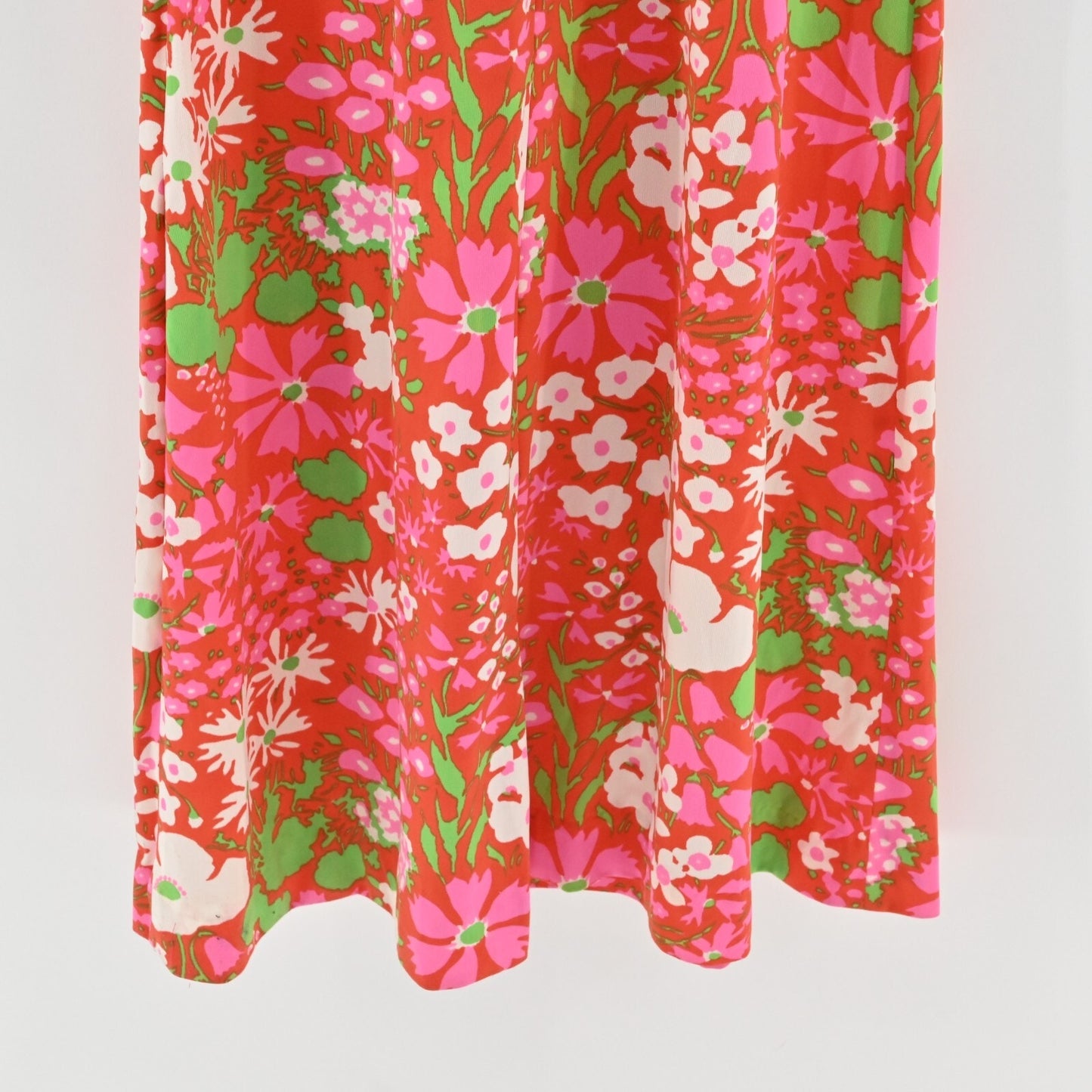 70s Maxi Dress Long Sleeve Floral Pink Green Retro THE CLIQUE Size S - Vtg 8