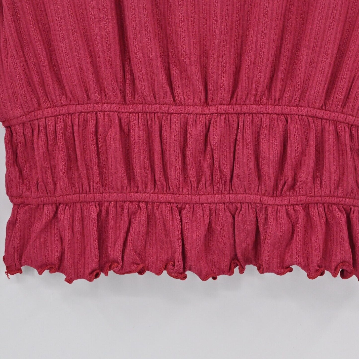 LOST WANDER Top Womens Sz XS Pink Smocked Hem Blouse Mock Neck Long Sleeve NEW
