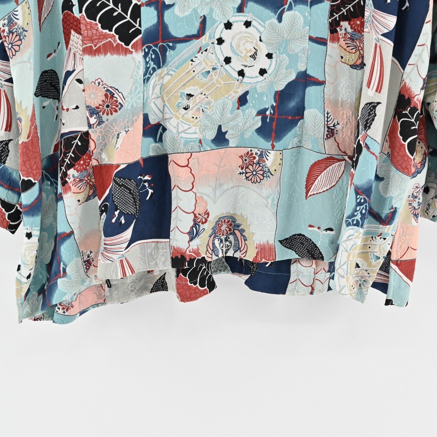 CITRON Santa Monica Womens Silk Top Size XXL Art to Wear Asian Bird Fish Button