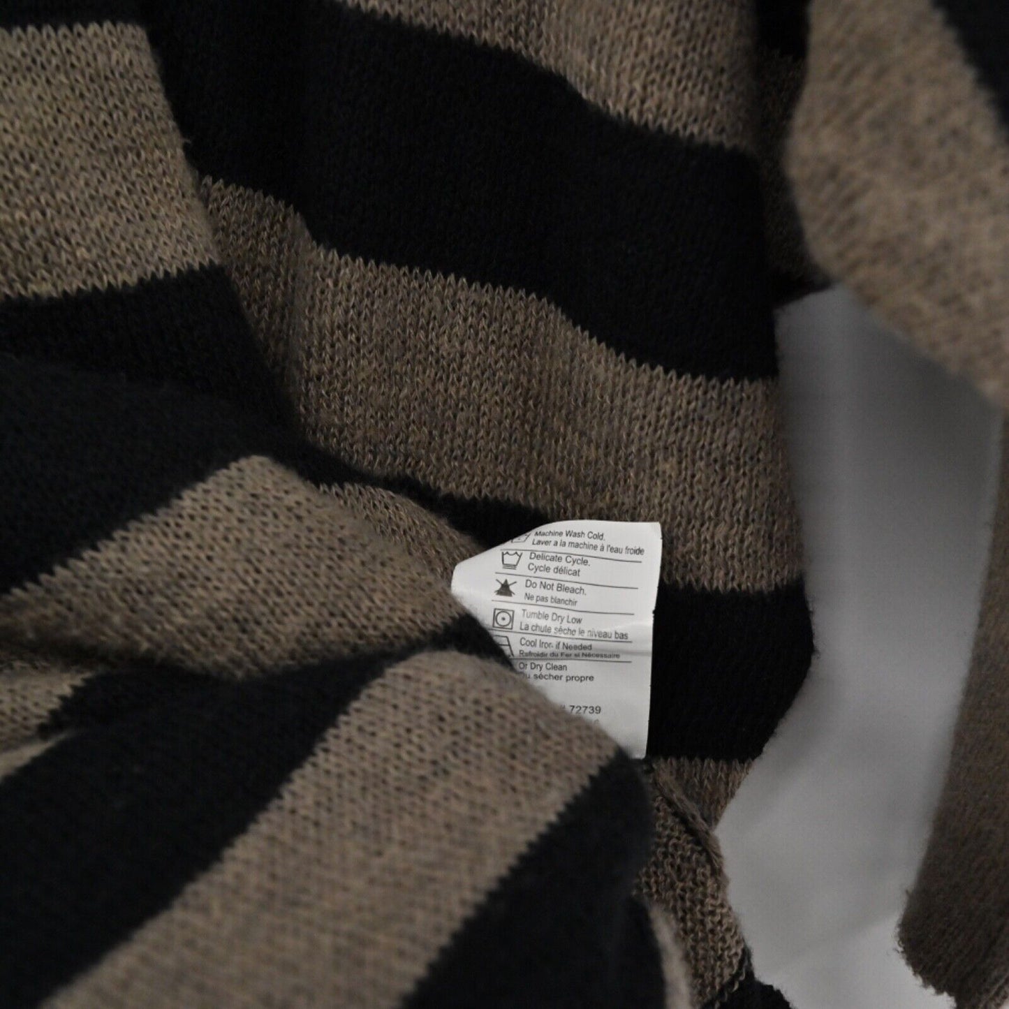 VINCE Top Womens Size S Brown Black Stripe Cotton Sweater Dolman Half Sleeve
