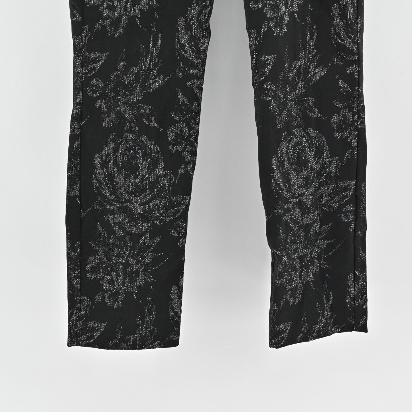 WHBM Brocade Floral Pants Womens 4 Jacquard Floral Tuxedo Silver Button Metallic