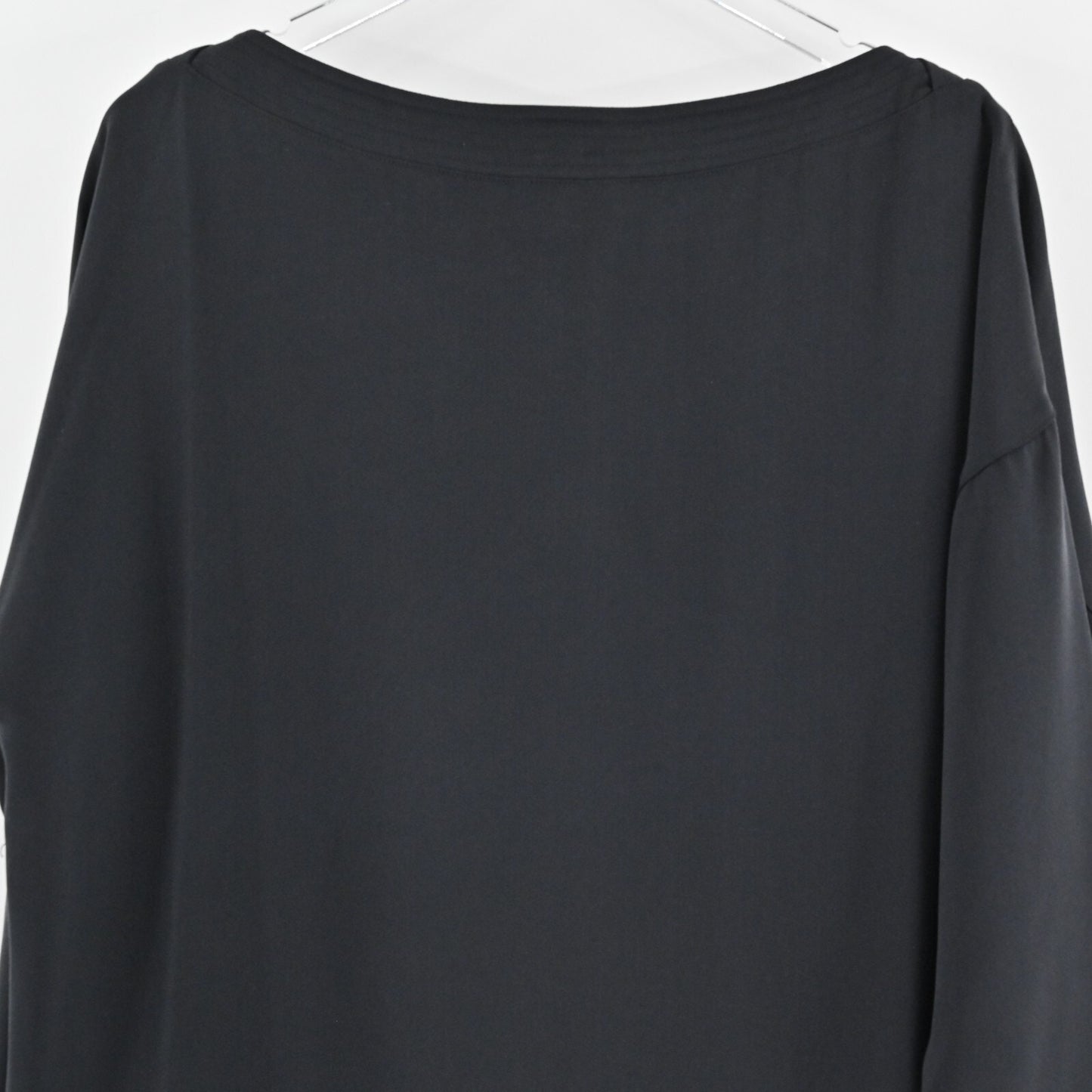JENNIFER GEORGE Dress Size M Solid Black Silk Bateau Neck Long Sleeve Shift
