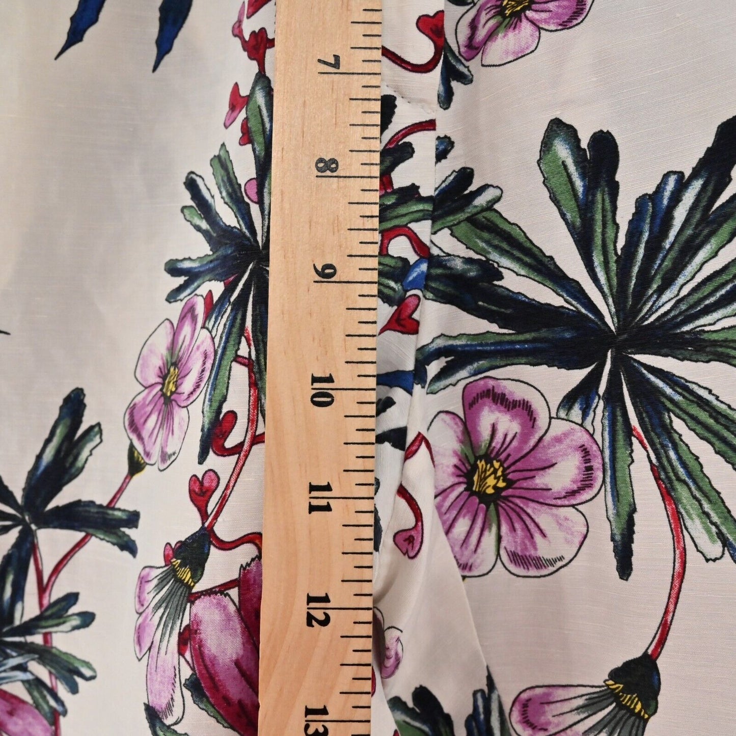 MAJE Pants Womens Sz S Paolo Floral Print Straight Leg Silk Linen Tropical FLAW
