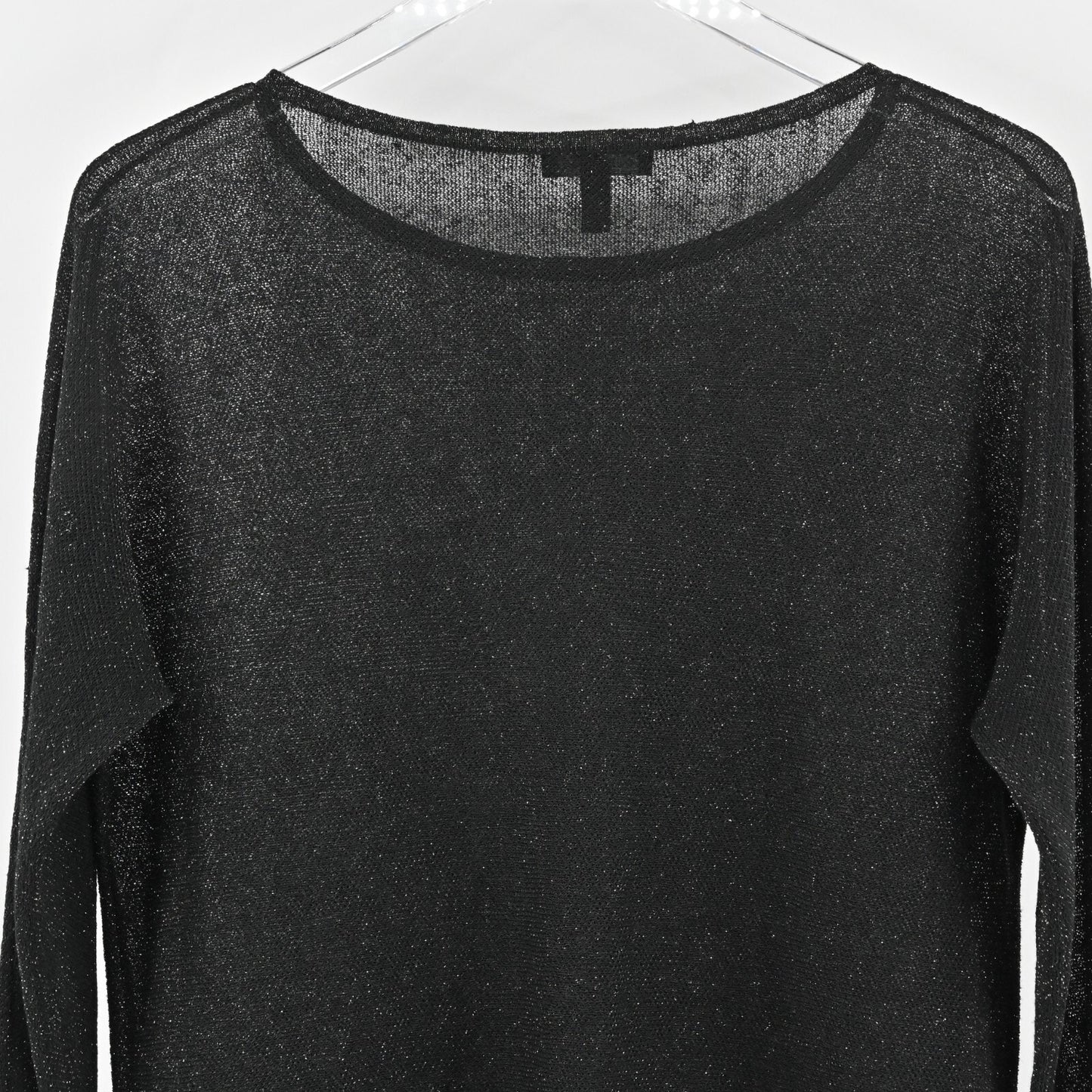 EILEEN FISHER Top Womens Size XS Black Linen Blend Bateau Neck Sparkle Tunic