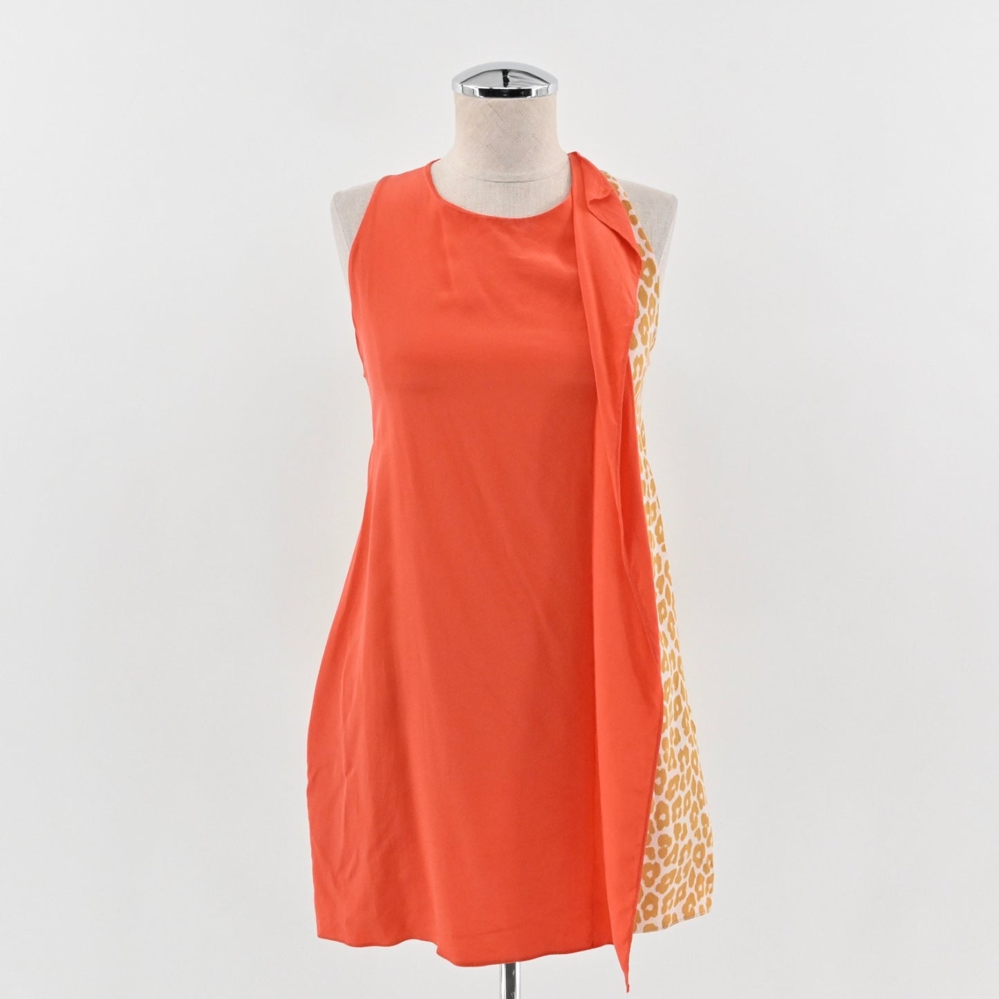 3.1 Phillip Lim Silk Dress Size 2 Orange Leopard Print Panel Sleeveless Mini