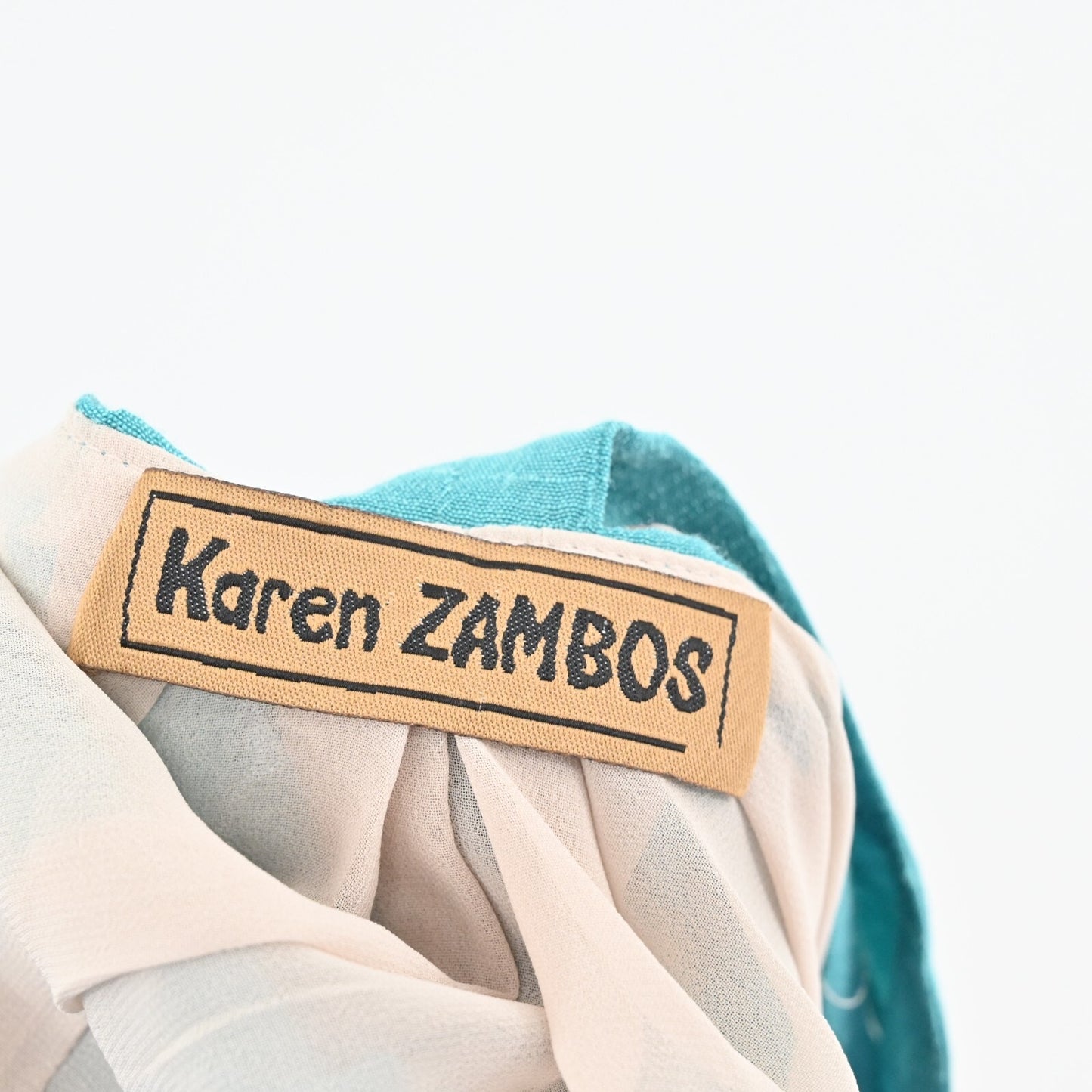 KAREN ZAMBOS Dress Size M Blue Sleeveless Embroidered Detail Open Back Relaxed