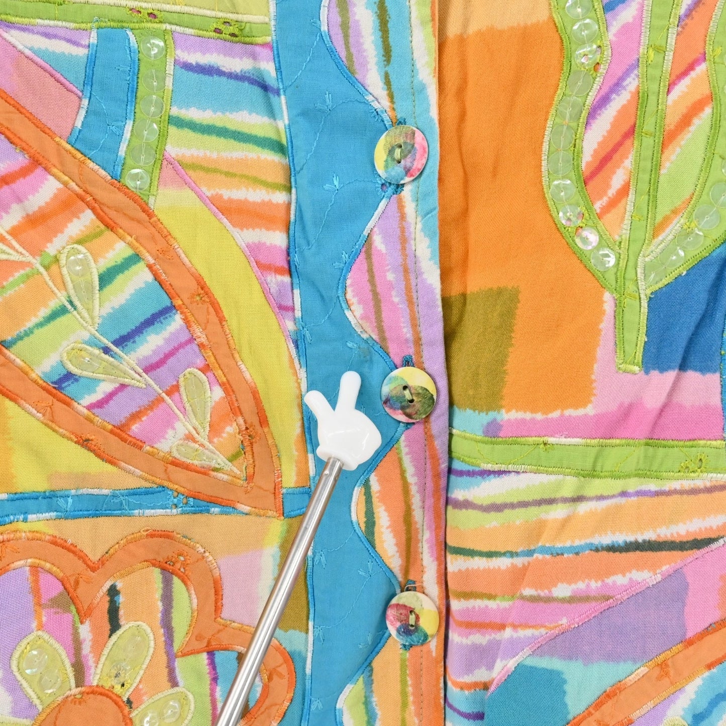 Vtg COLDWATER CREEK Floral Sequin Womens Jacket Size S Hippie Colorful Retro 90s