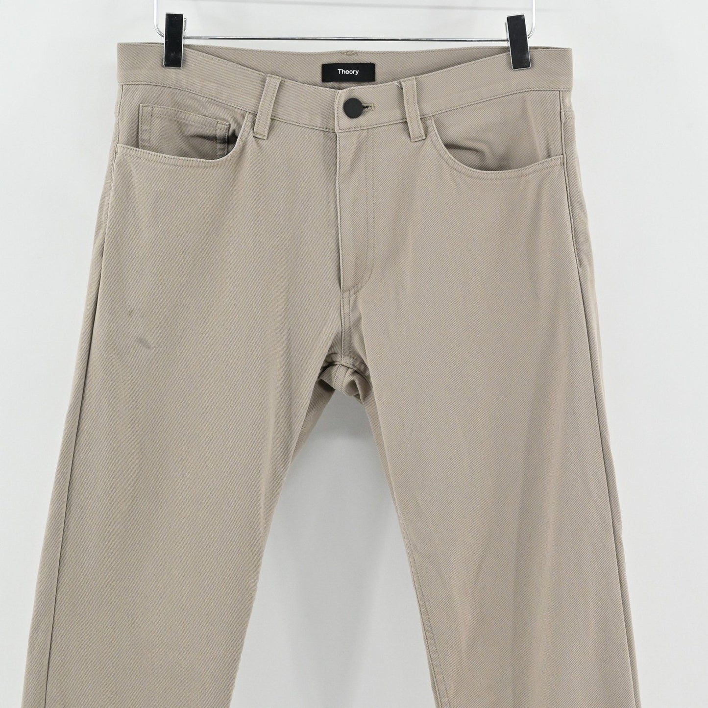 Theory Mens Raffi Neoteric Twill Pants Size 31 Beige Cotton Blend Stretch