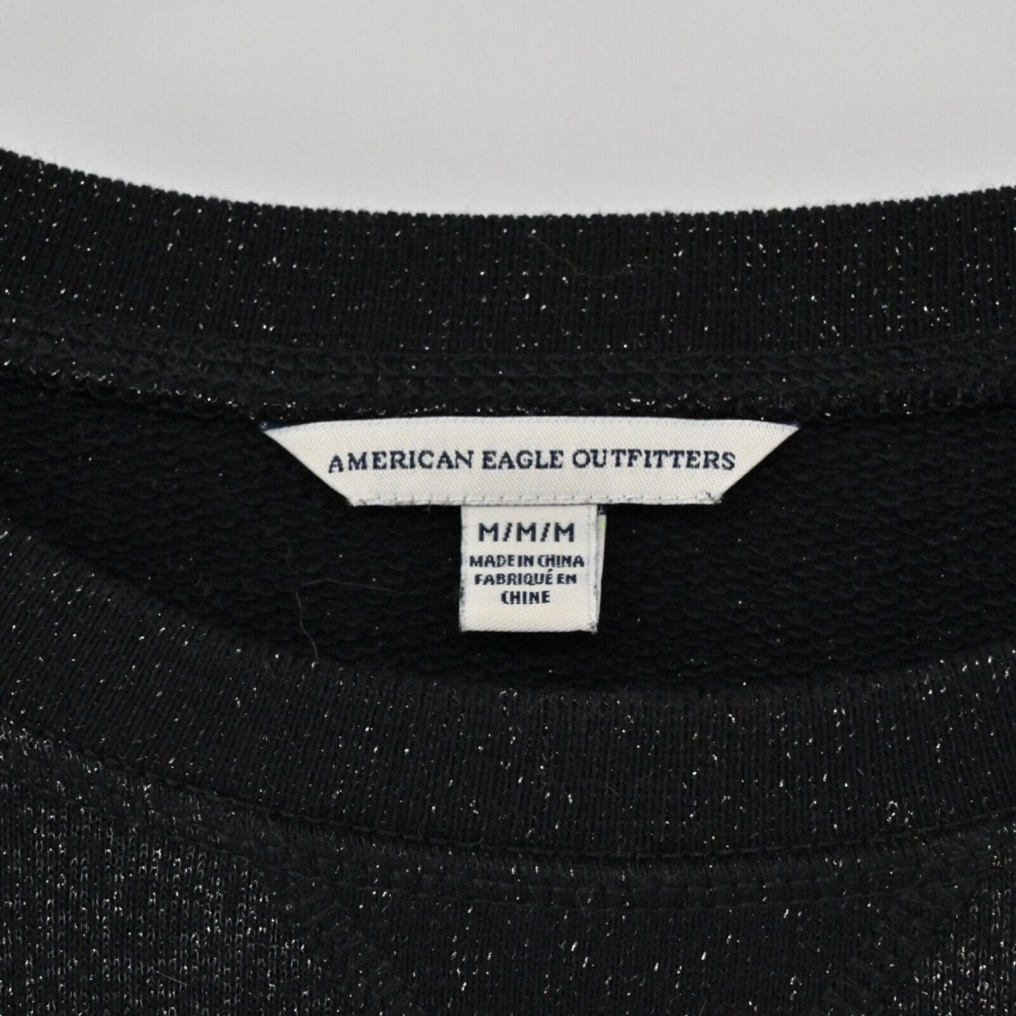 AMERICAN EAGLE Sweater Womens Size M Black Shimmer Cotton Blend Sweatshirt Style