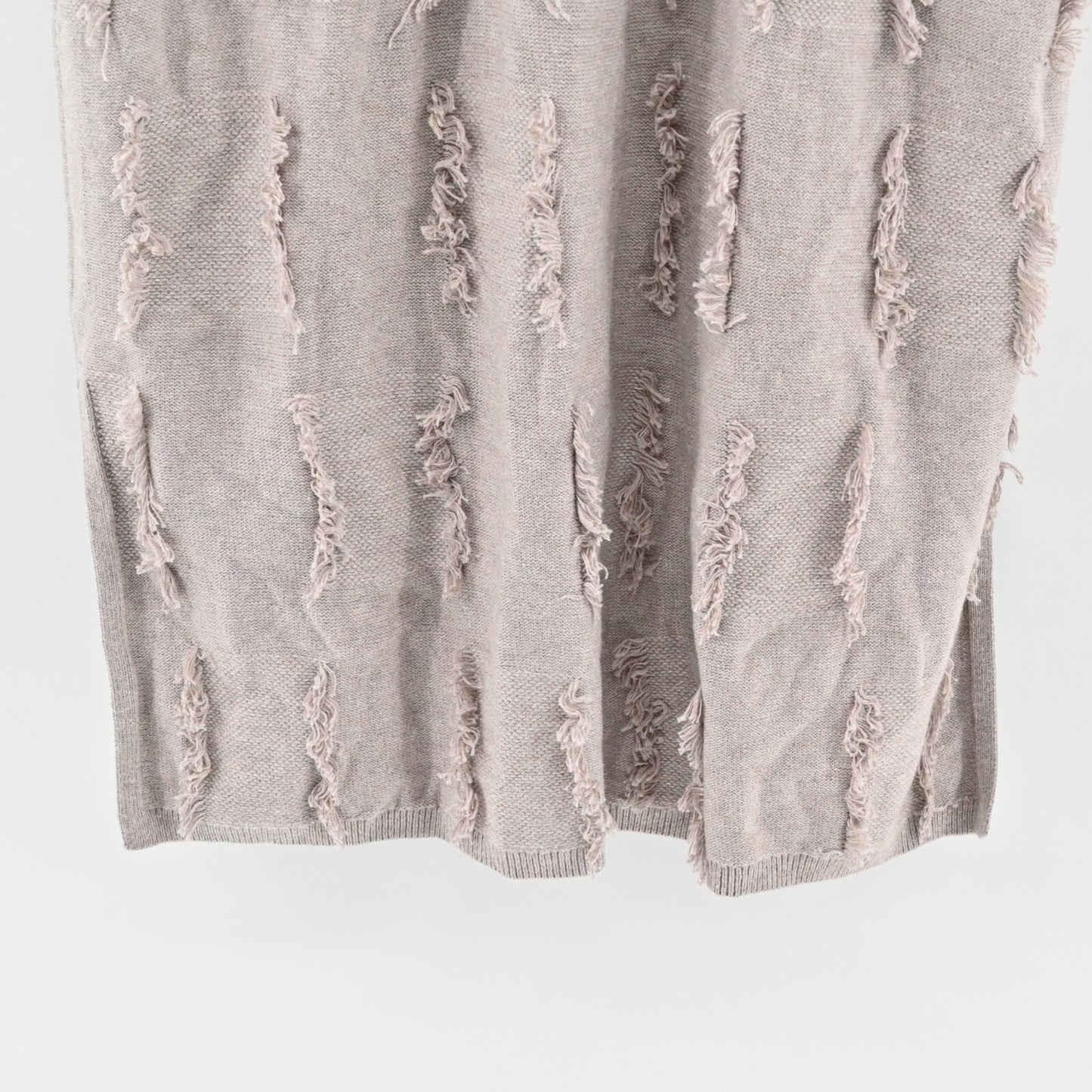 J JILL Womens Fringe Cardigan Sweater Size L Jacquard Gilet Light Mocha Heather