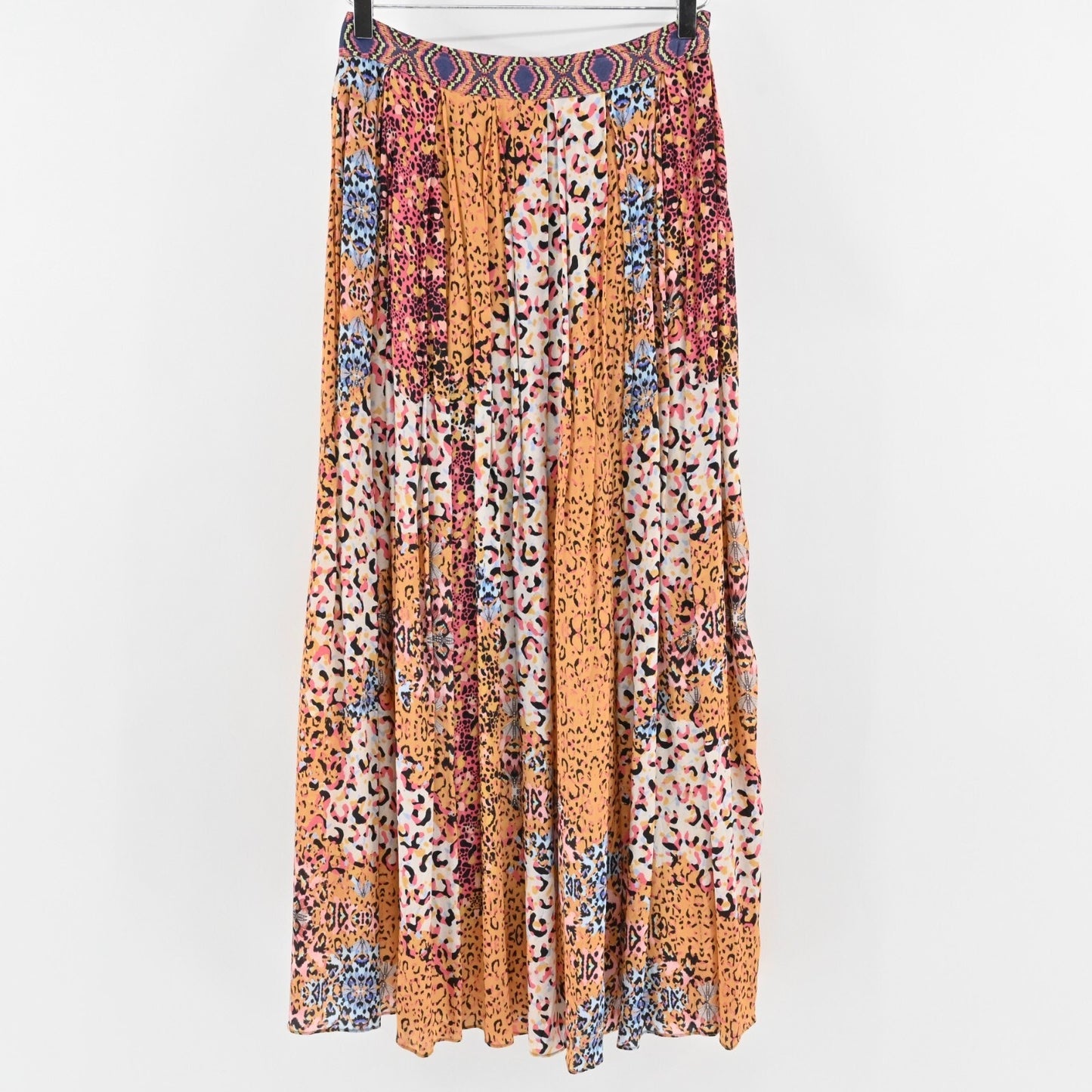 ANTHROPOLOGIE Panthera Maxi Skirt Size 0 Bhanuni by Jyoti Flowy Leopard Boho