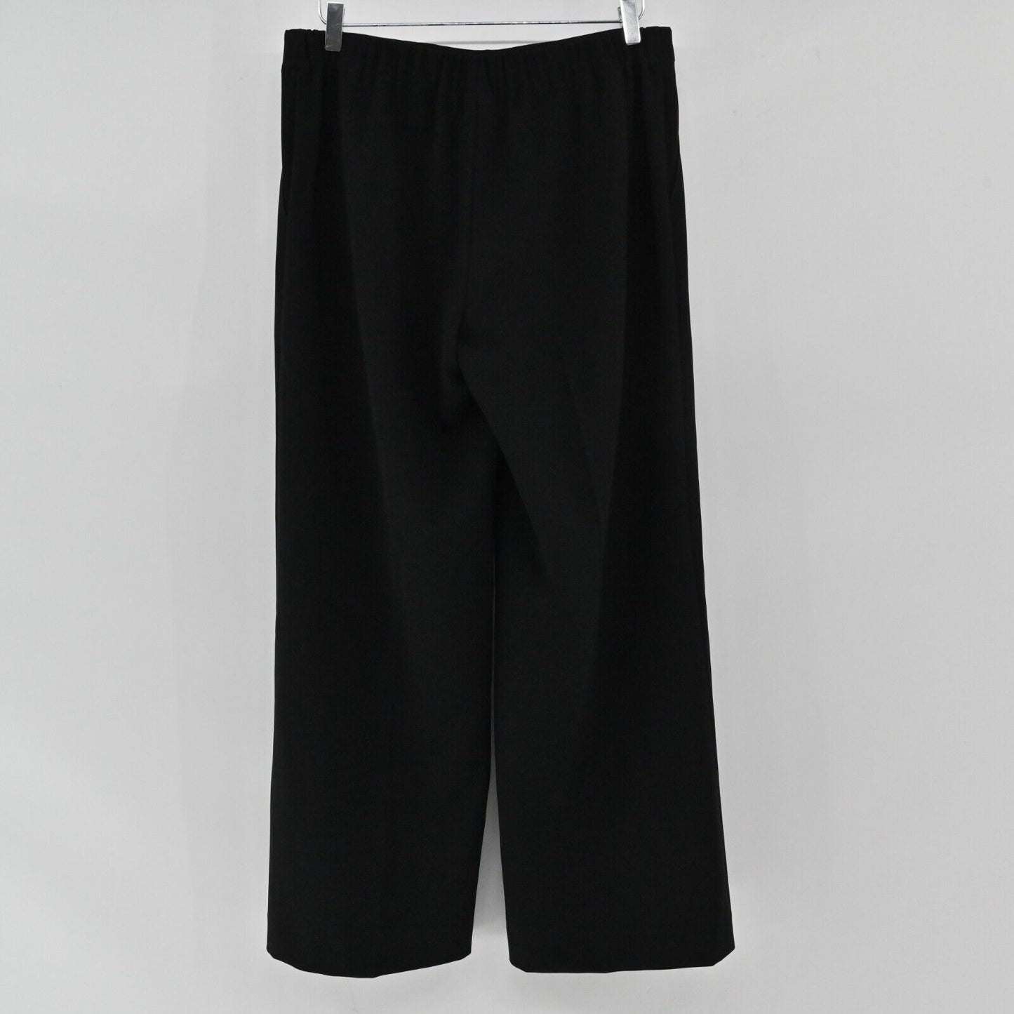 ST JOHN Pants Womens Size 10 Black Trouser Wide Leg High Rise Classic Business