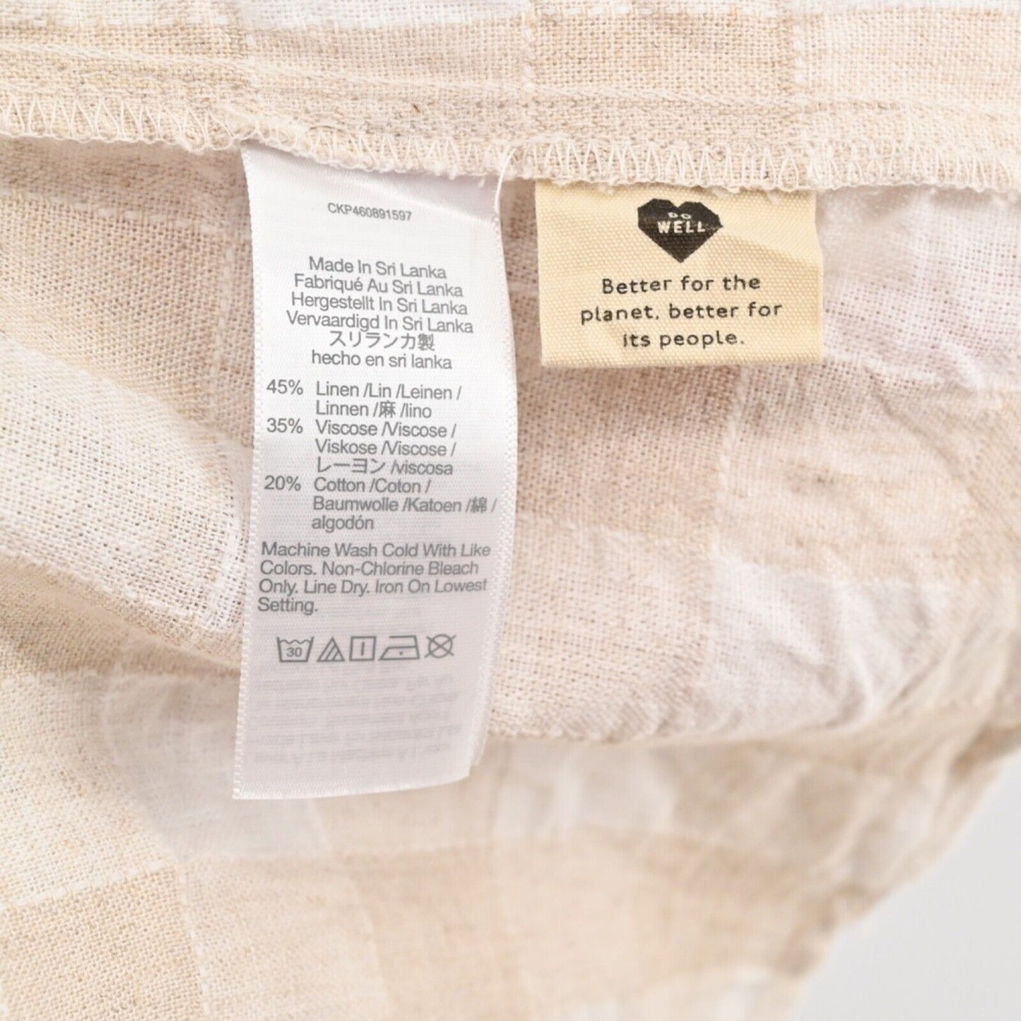 MADEWELL Skirt Womens Size 8 Tulip Hem Wrap Mini Tan Buffalo Check Linen Cotton