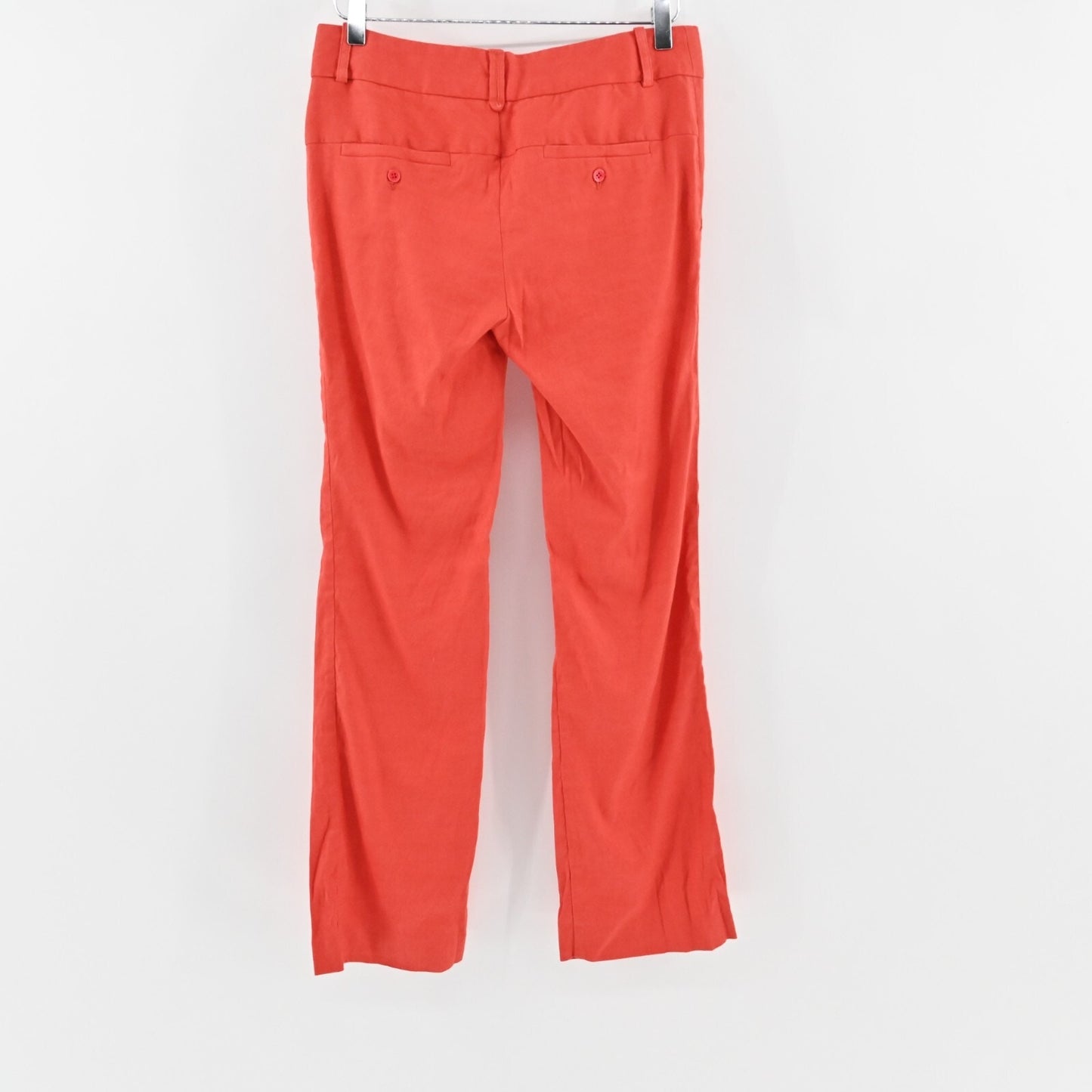 ANTHROPOLOGIE Pants Womens Size 4P Elevenses Coral Red Linen Blend Trousers