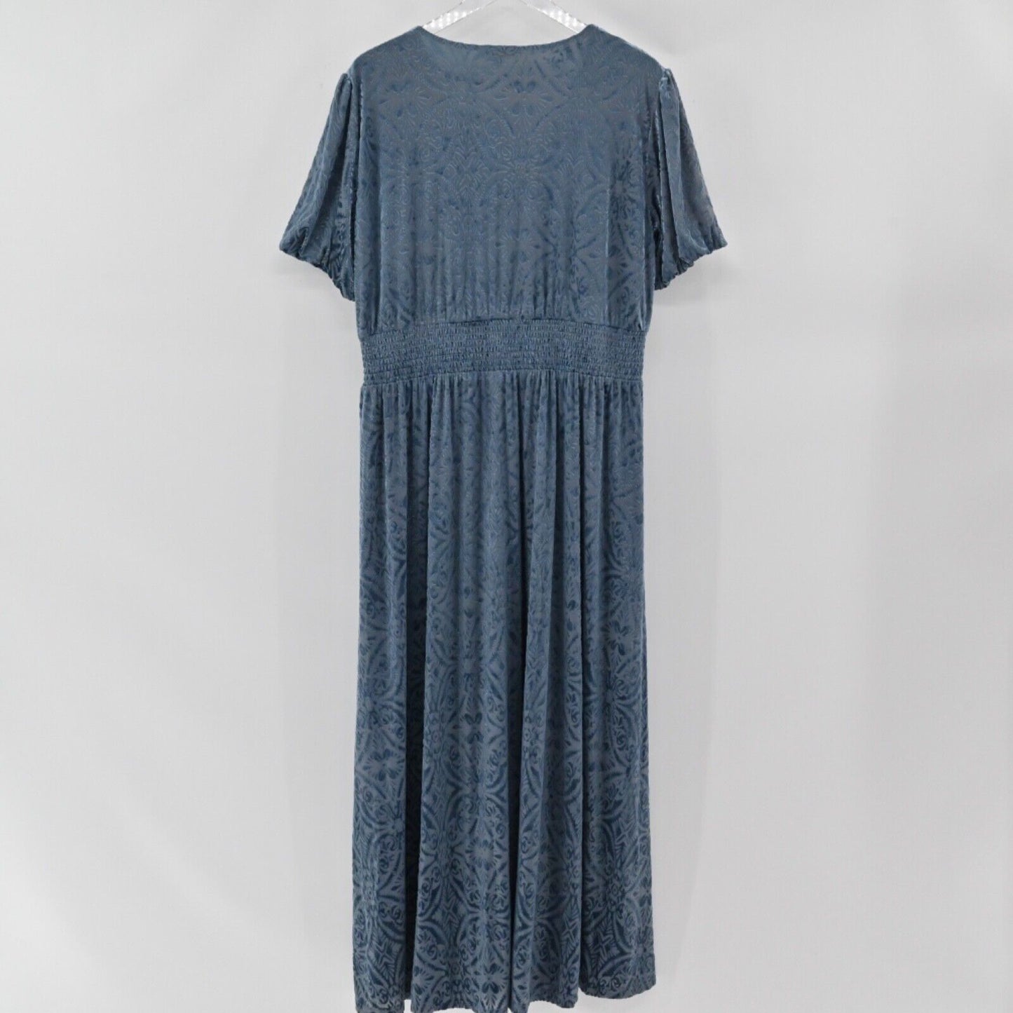 BALTIC BORN Dress Womens Sz 1XL Leslie Maxi Blue Embossed Velvet Puff Sleeve NEW