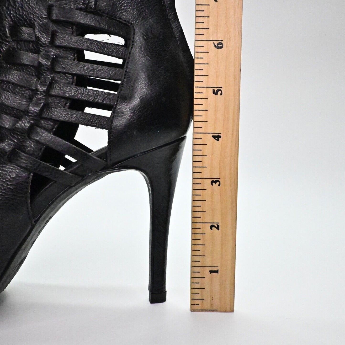 JOIE Heels Womens Size 38 Black Leather Strappy Peep Toe Stiletto Ankle Bootie