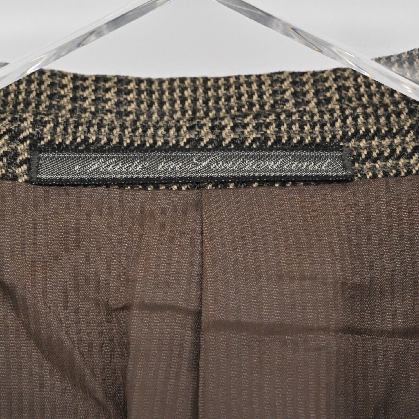 Vtg ERMENEGILDO ZEGNA Blazer Mens Sz 52 Brown Plaid Mohair Academia Houndstooth