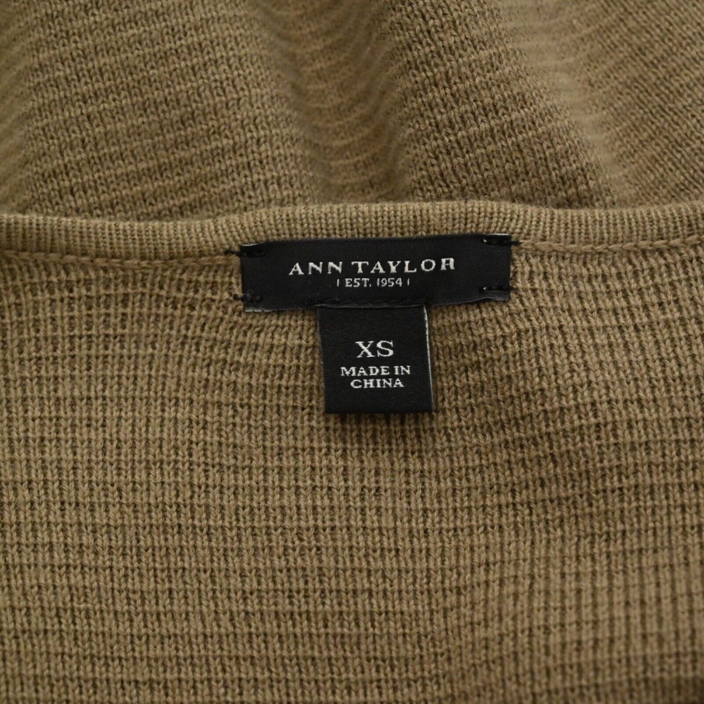ANN TAYLOR Cardigan Womens Size XS Brown Military Full Zip Cotton Wool Retro Y2K