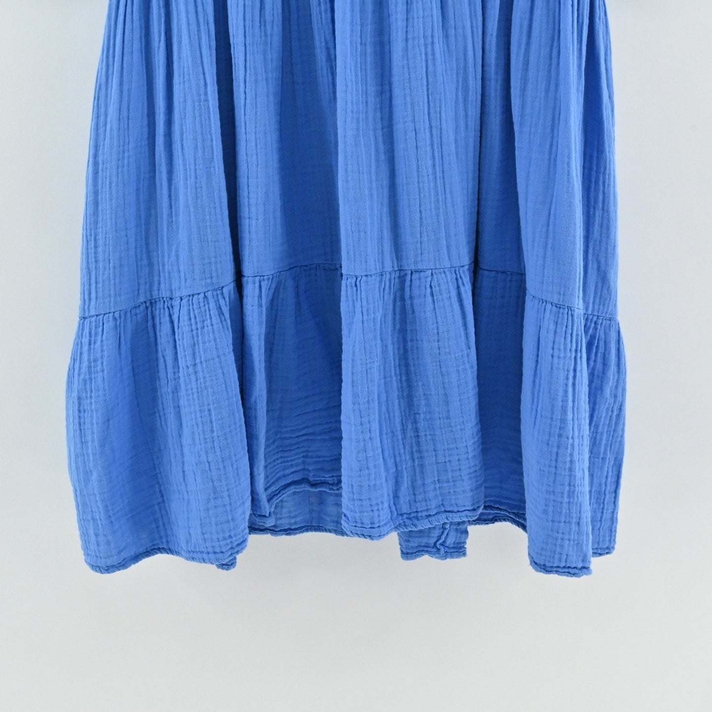 9 Seed Womens Cotton Tiered Mini Dress Size PS Blue Resort Bohemian Vacation