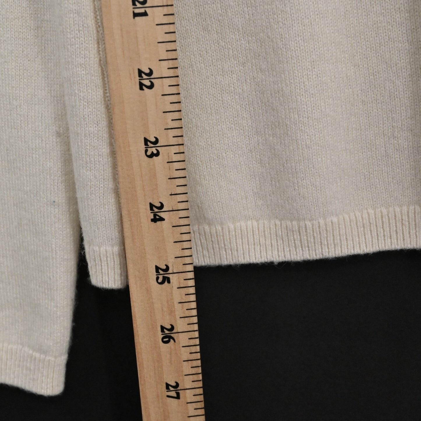 LANDS END Womens Cashmere Sweater Size S Cream Knit Crew Neckline Classic Luxury