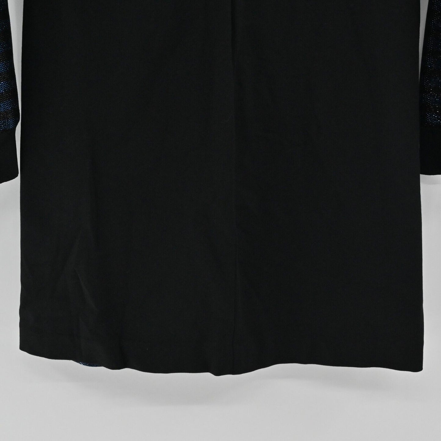 TRINA TURK Dress Womens Sz 6 Metallic Black Blue Stripe Scoop Neck Mini Sweater