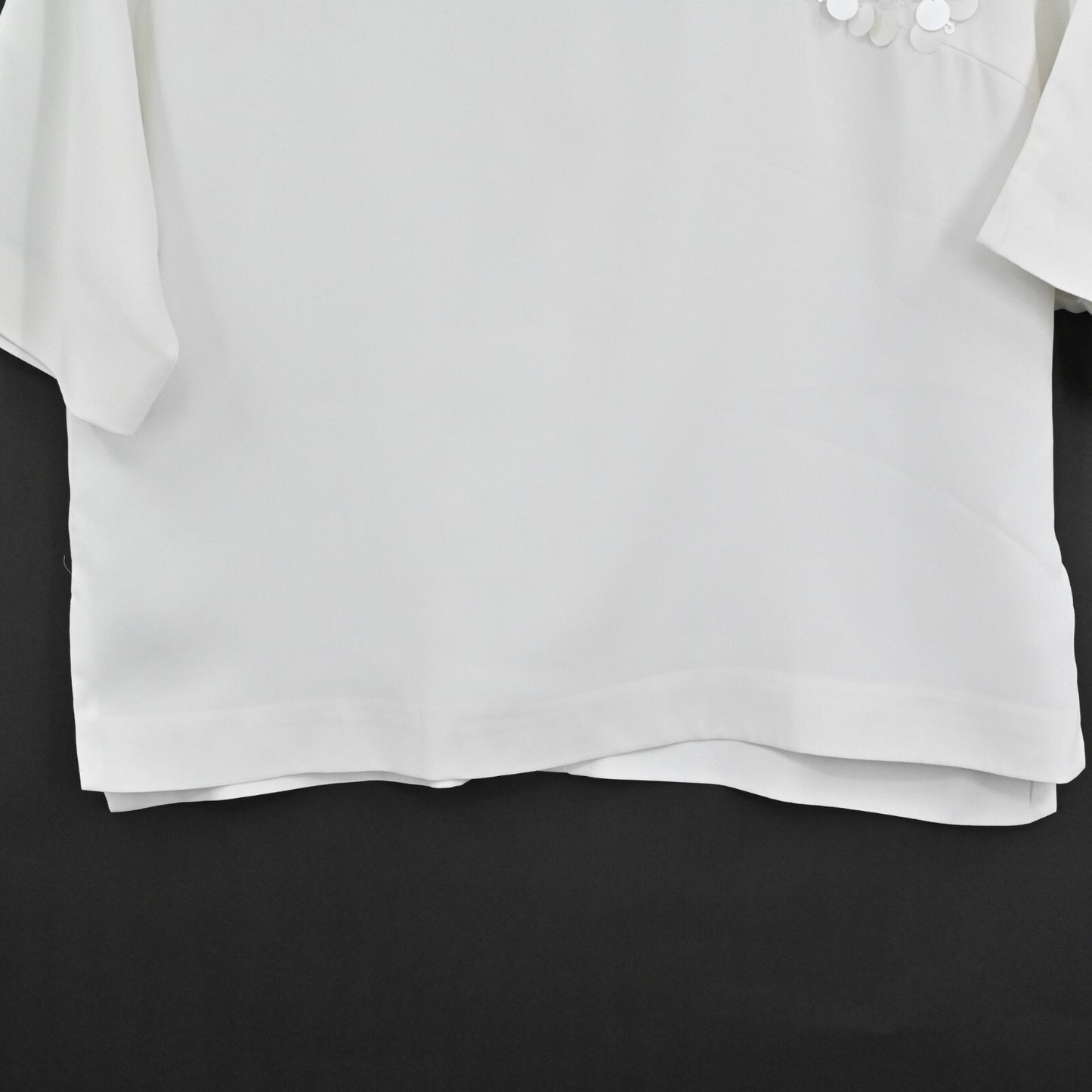 WHISTLES White Sequin Top Womens Size 4 Beaded Embellished Boxy Short Sleeve Tee