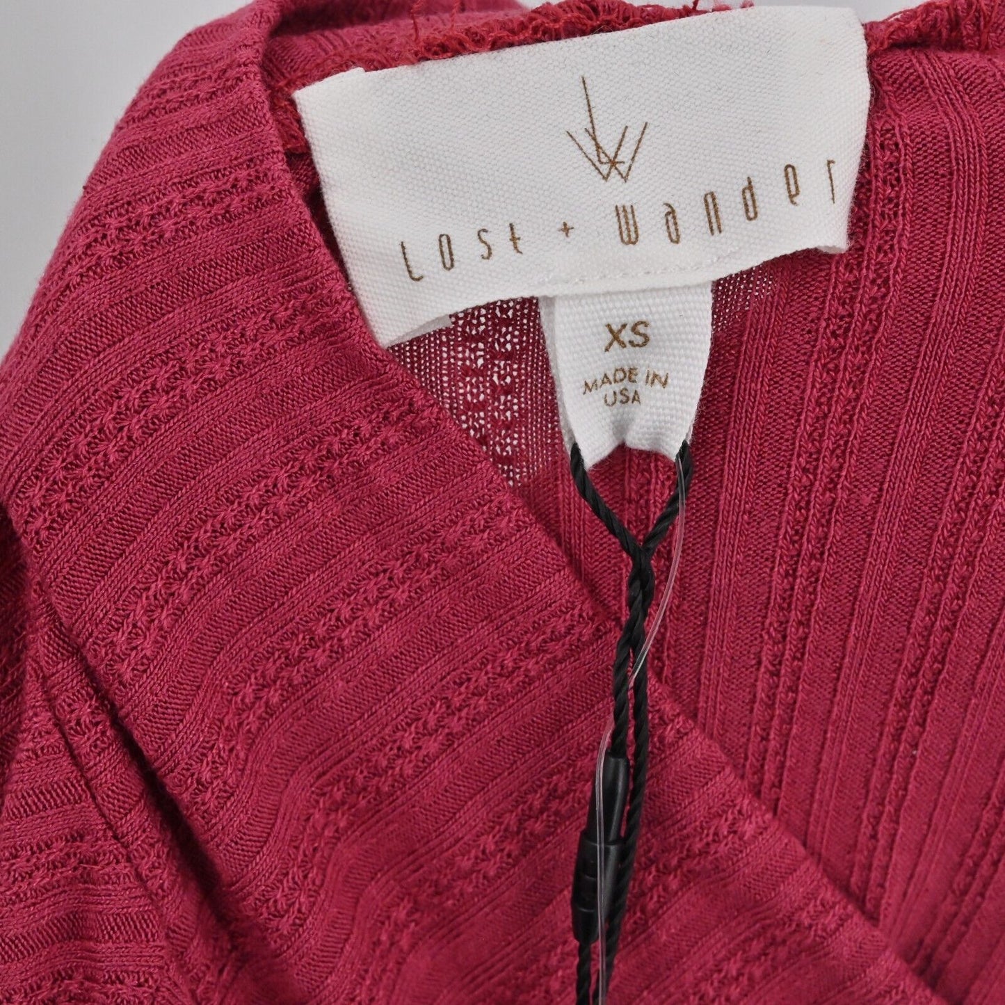 LOST WANDER Top Womens Sz XS Pink Smocked Hem Blouse Mock Neck Long Sleeve NEW