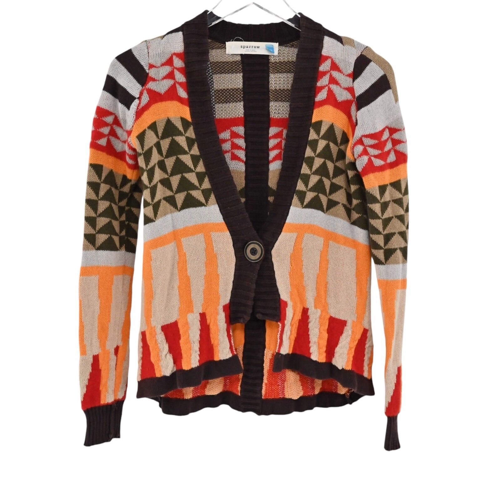 ANTHROPOLOGIE Sweater Womens Sz XS Sparrow Long Sleeve Button Cardigan Geometric