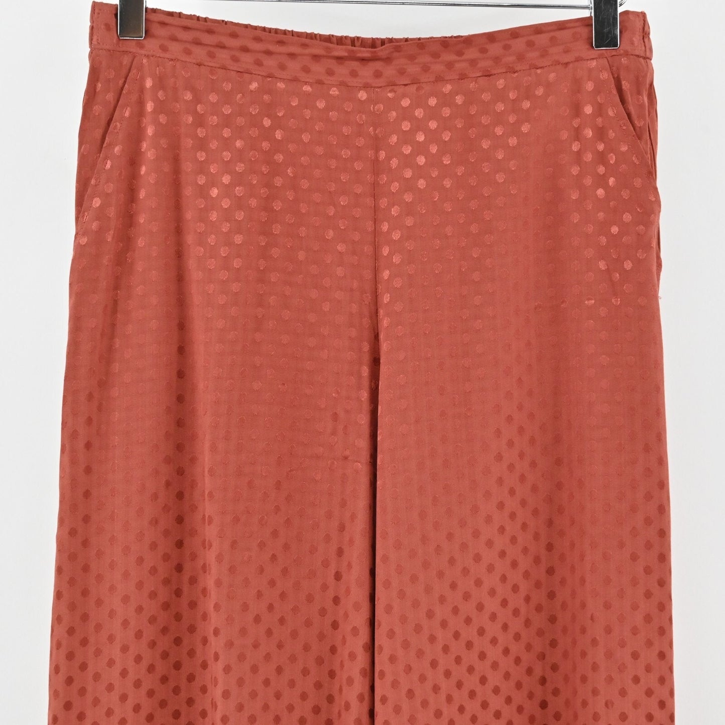 ANTHROPOLOGIE Wide Leg Pants Womens Size S Dolan Rust Polka Dot Crop Pull On